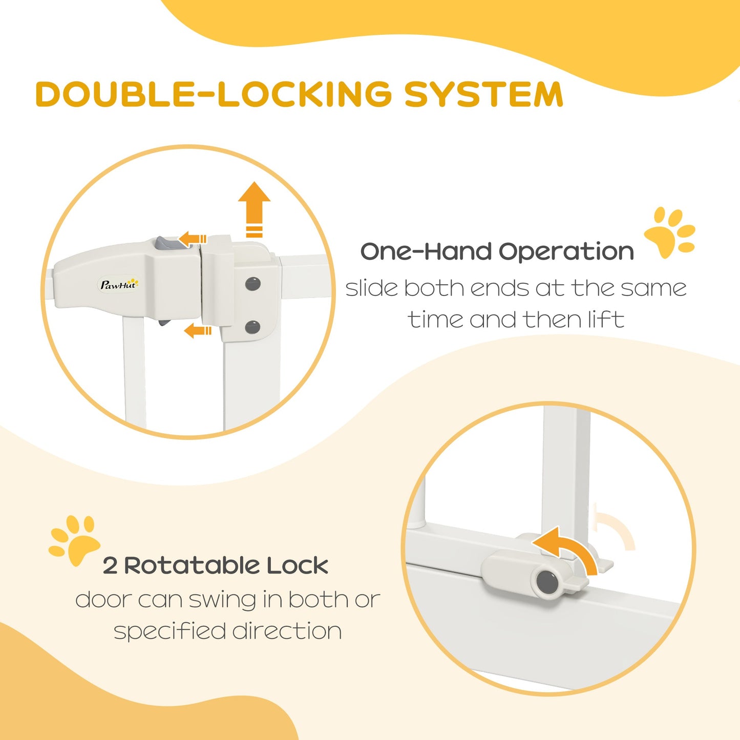 Pressure Fit Dog Stair Gate No Drilling Safety Gate Auto Close for Doorways, Hallways, 74-100cm Adjustable, 94cm Tall, White