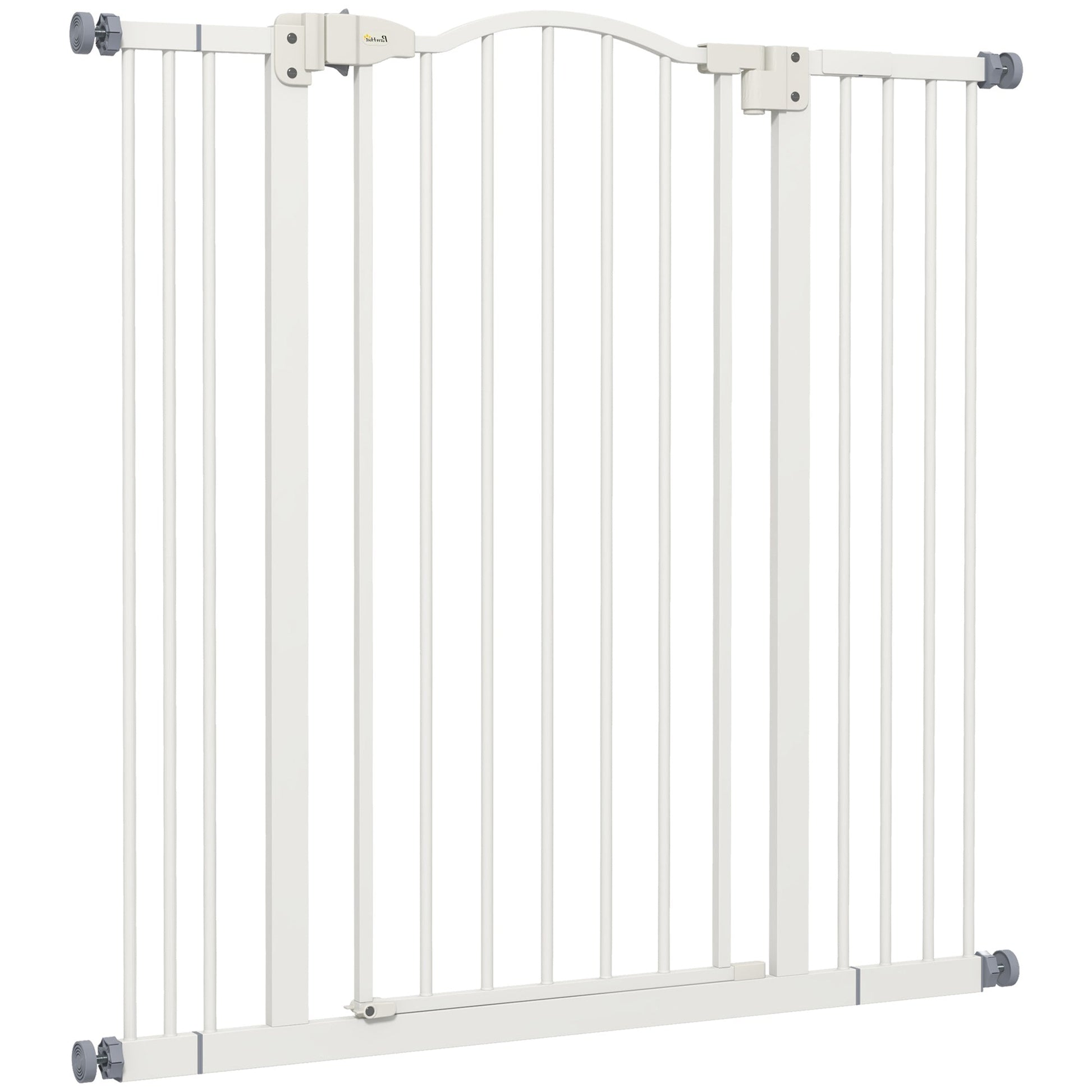 Pressure Fit Dog Stair Gate No Drilling Safety Gate Auto Close for Doorways, Hallways, 74-100cm Adjustable, 94cm Tall, White
