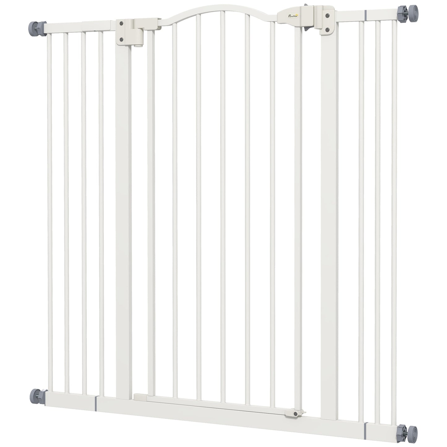 Pressure Fit Dog Stair Gate No Drilling Safety Gate Auto Close for Doorways, Hallways, 74-100cm Adjustable, 94cm Tall, White