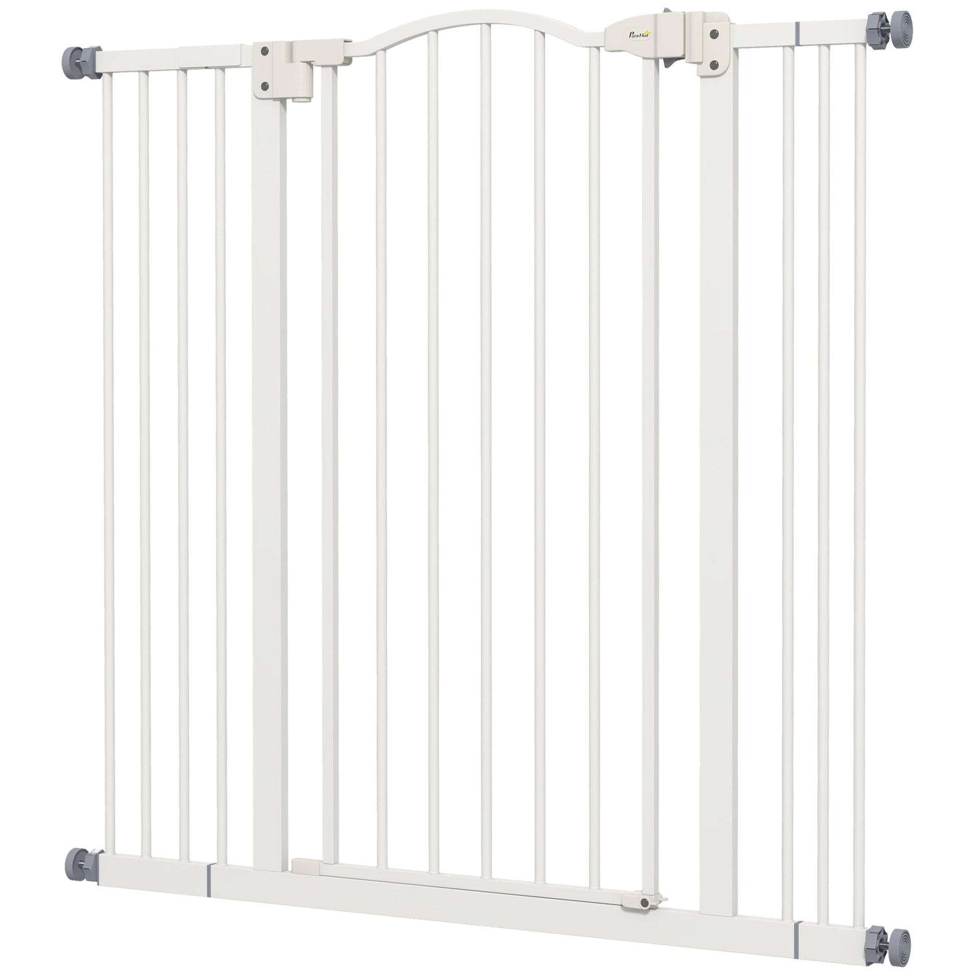 Pressure Fit Dog Stair Gate No Drilling Safety Gate Auto Close for Doorways, Hallways, 74-100cm Adjustable, 94cm Tall, White