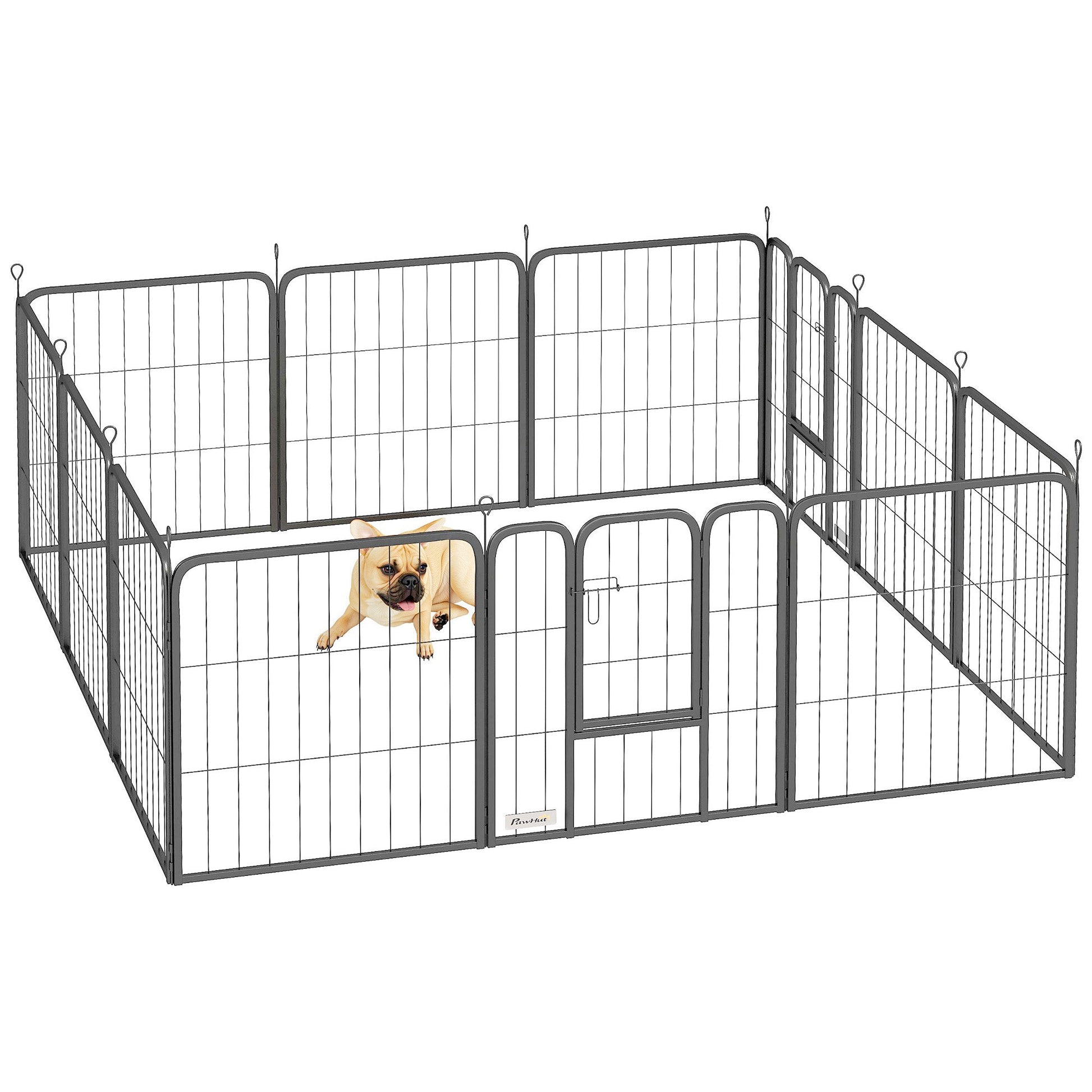 Dog Pen, 12 Panel Puppy Pen, Steel Dog Playpen, for Small Breeds, 60cm Tall, Black