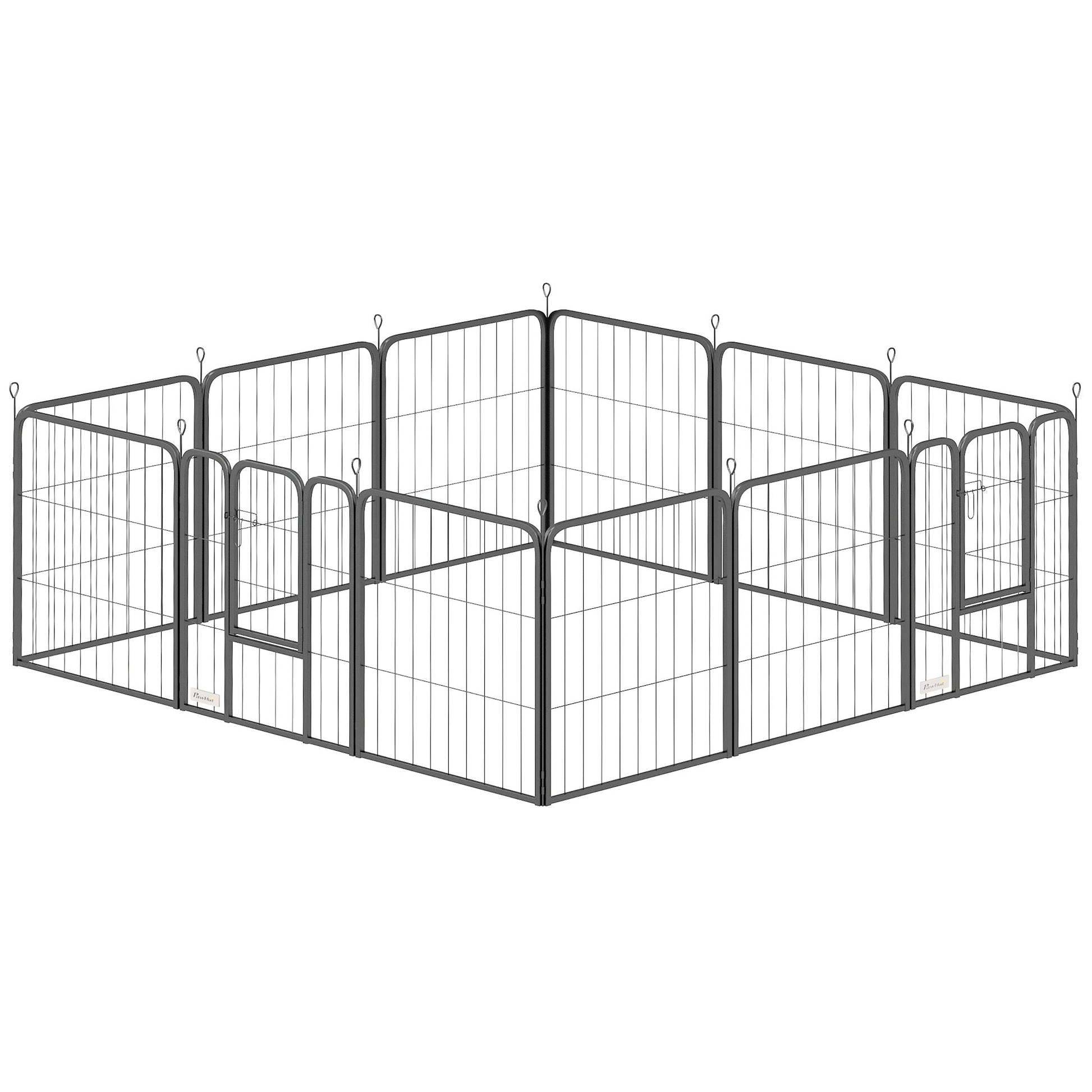 Dog Pen, 12 Panel Puppy Pen, Steel Dog Playpen, for Small Breeds, 60cm Tall, Black