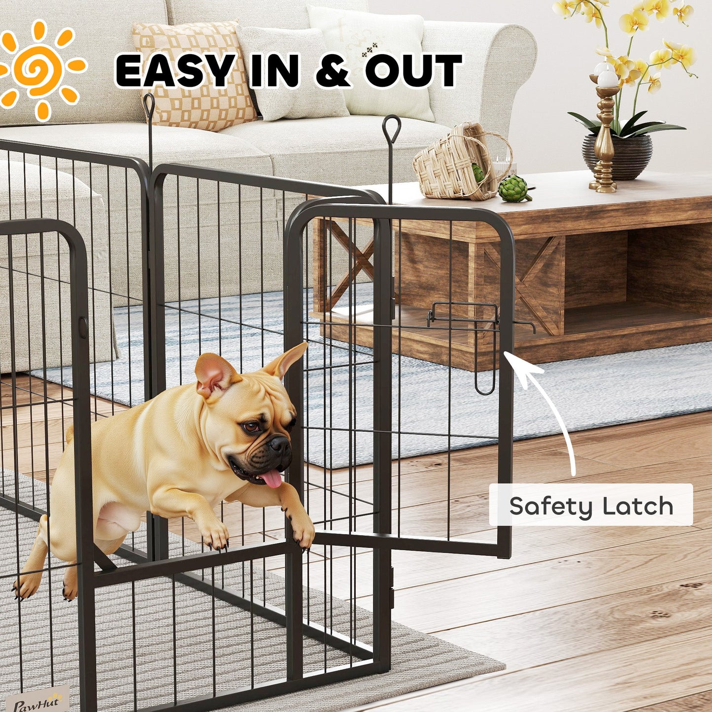 Dog Pen, 12 Panel Puppy Pen, Steel Dog Playpen, for Small Breeds, 60cm Tall, Black