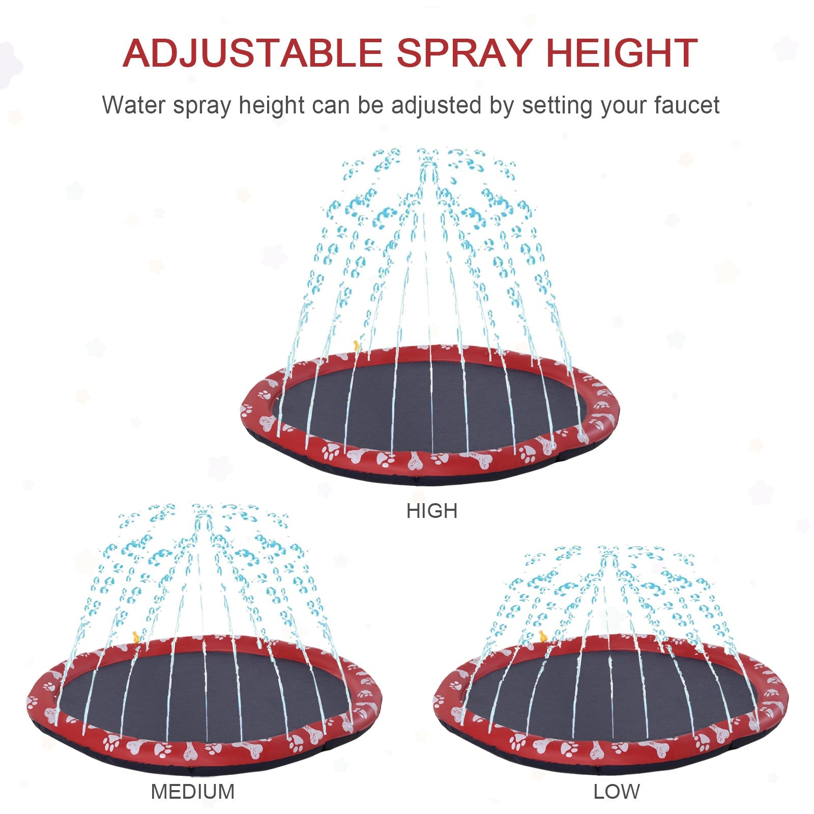 Dog Splash Pad, Pet Sprinkler Mat, Non-Slip Dog Paddling Pool, Foldable Outdoor Sprinkler and Splash Mat Water Play for Garden, Patio, Summer Fun, 150 cm