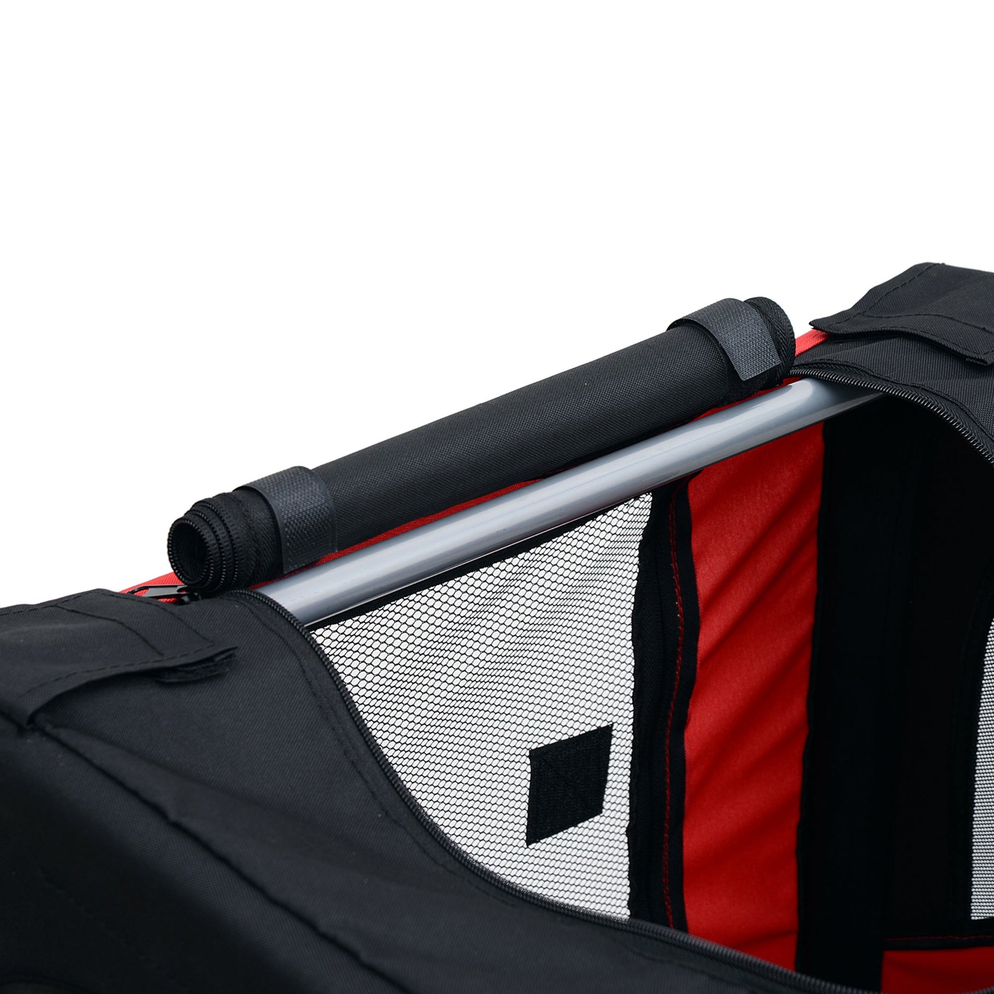 Folding Dog Bike Trailer Pet Cart Carrier for Bicycle Travel with Hitch Coupler in Steel Frame - Red & Black
