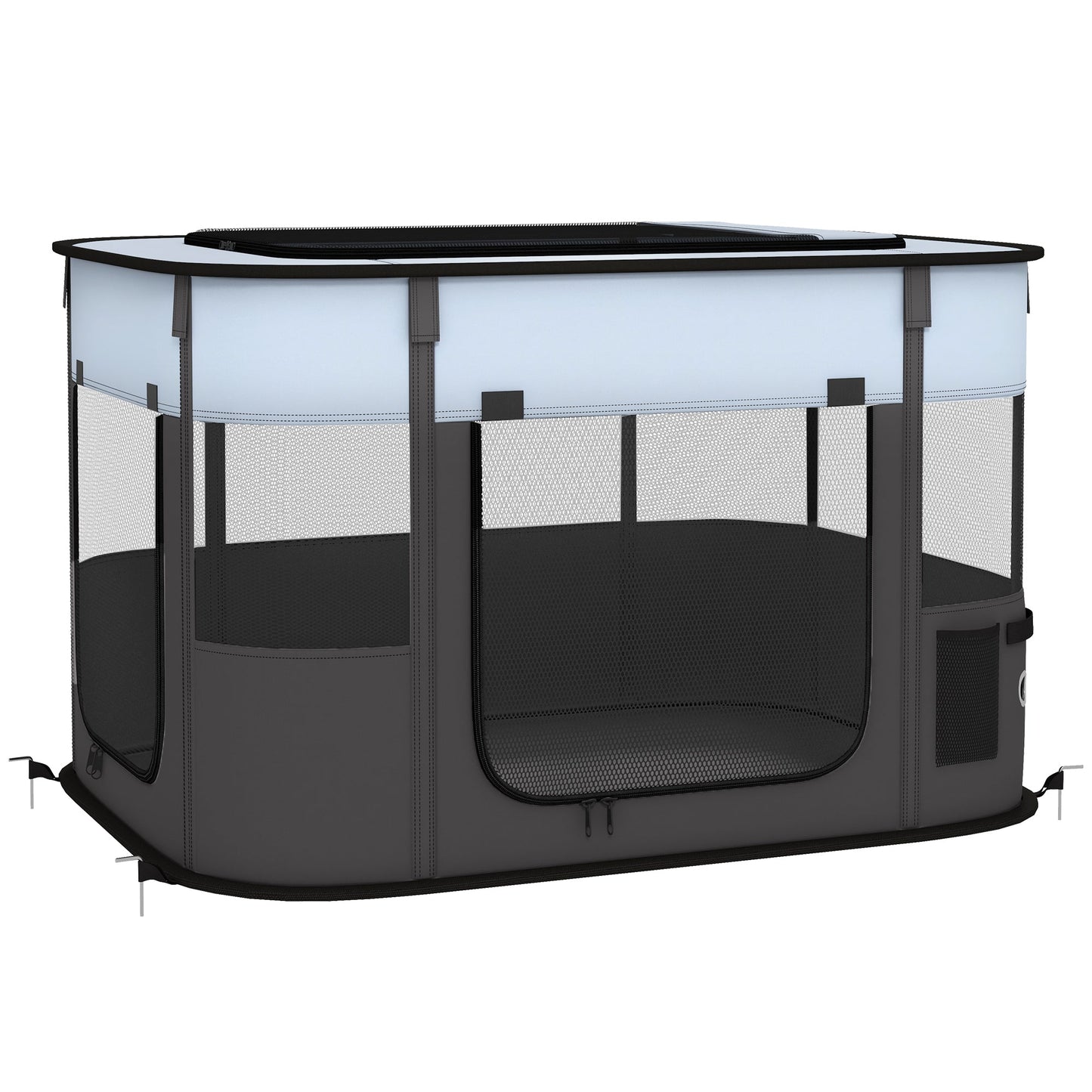 Dog Pen, Pet Playpen, Portable Foldable Dog Cat Playpen Soft Pet Cage with Storage Bag for Puppies, Rabbits, Kittens, Guinea Pigs, 84 x 64 x 53cm - Grey