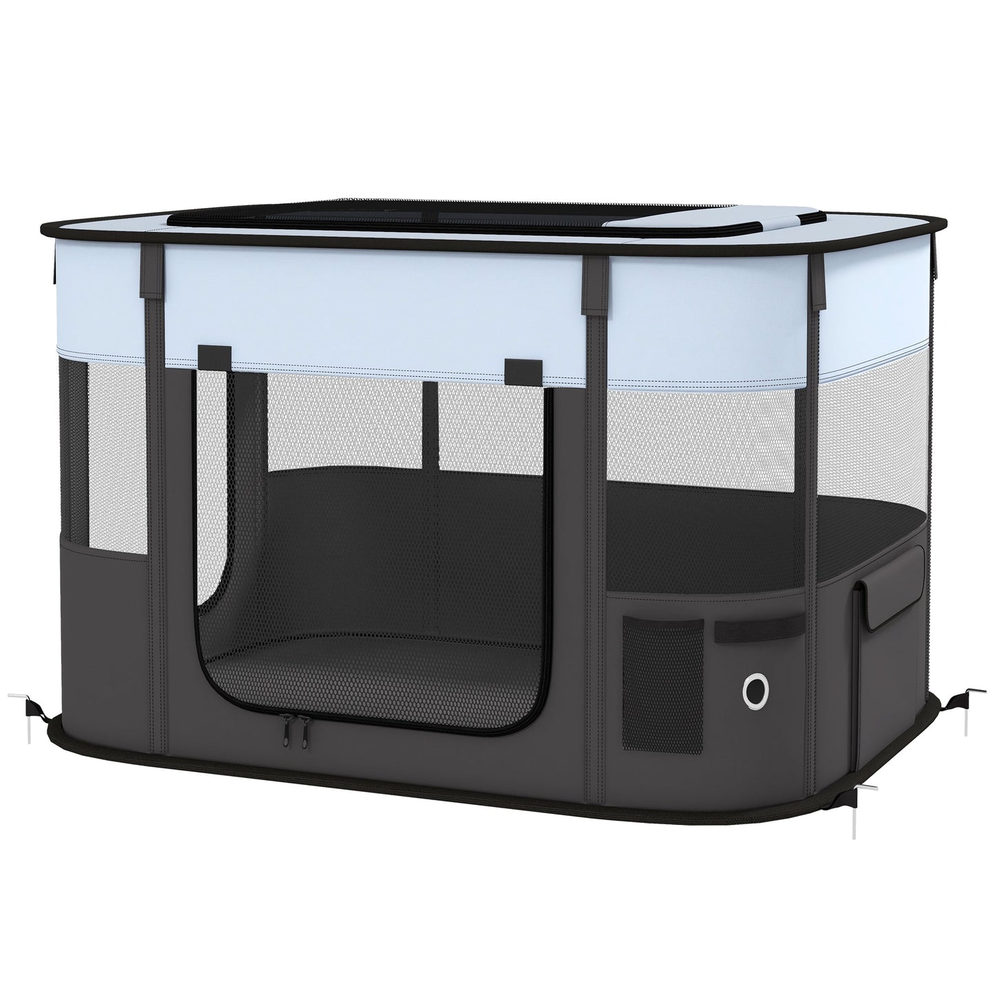 Dog Pen, Pet Playpen, Portable Foldable Dog Cat Playpen Soft Pet Cage with Storage Bag for Puppies, Rabbits, Kittens, Guinea Pigs, 84 x 64 x 53cm - Grey