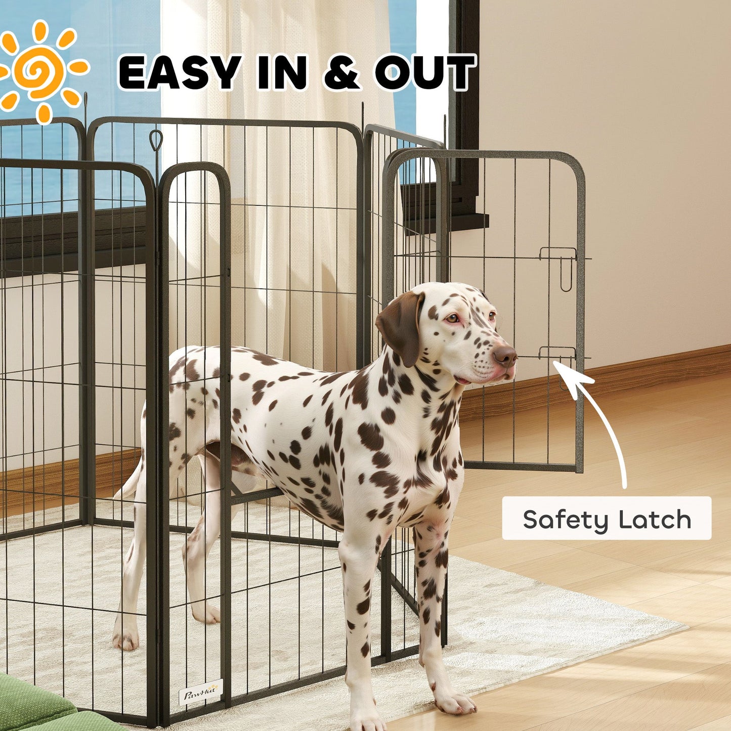 Dog Pen, 6 Panel Puppy Pen, Steel Dog Playpen, for Large Breeds, 100cm Tall, Black