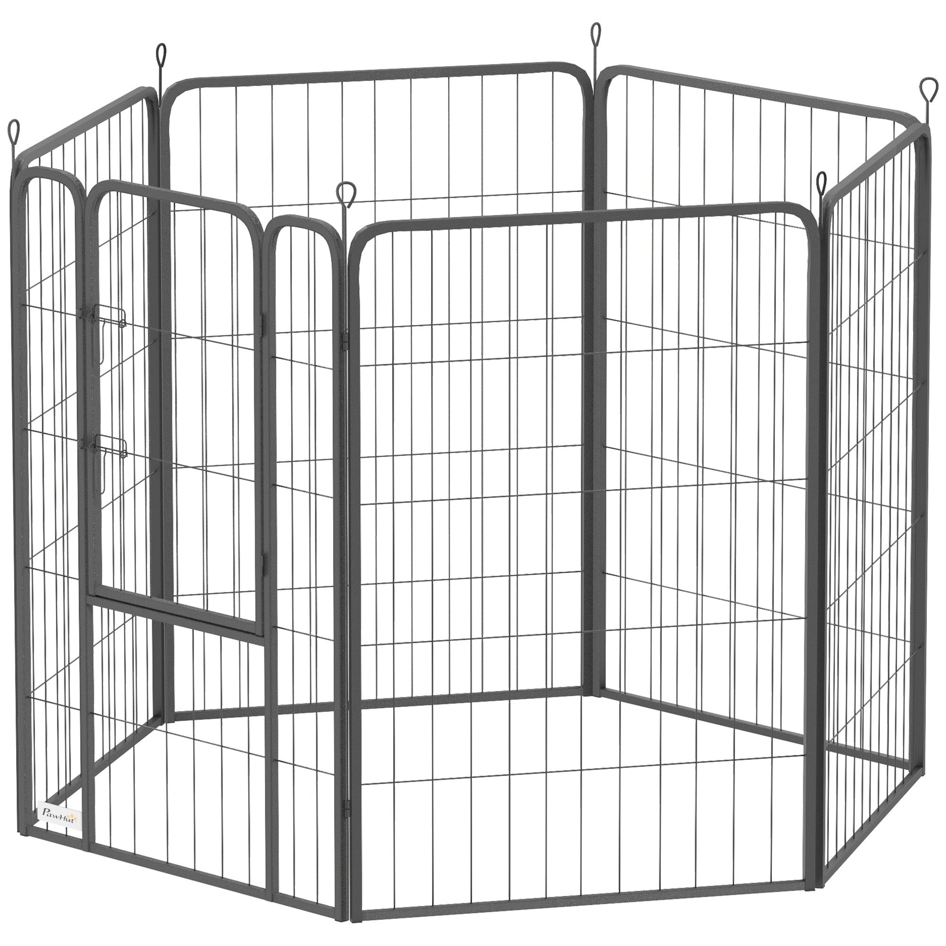 Dog Pen, 6 Panel Puppy Pen, Steel Dog Playpen, for Large Breeds, 100cm Tall, Black