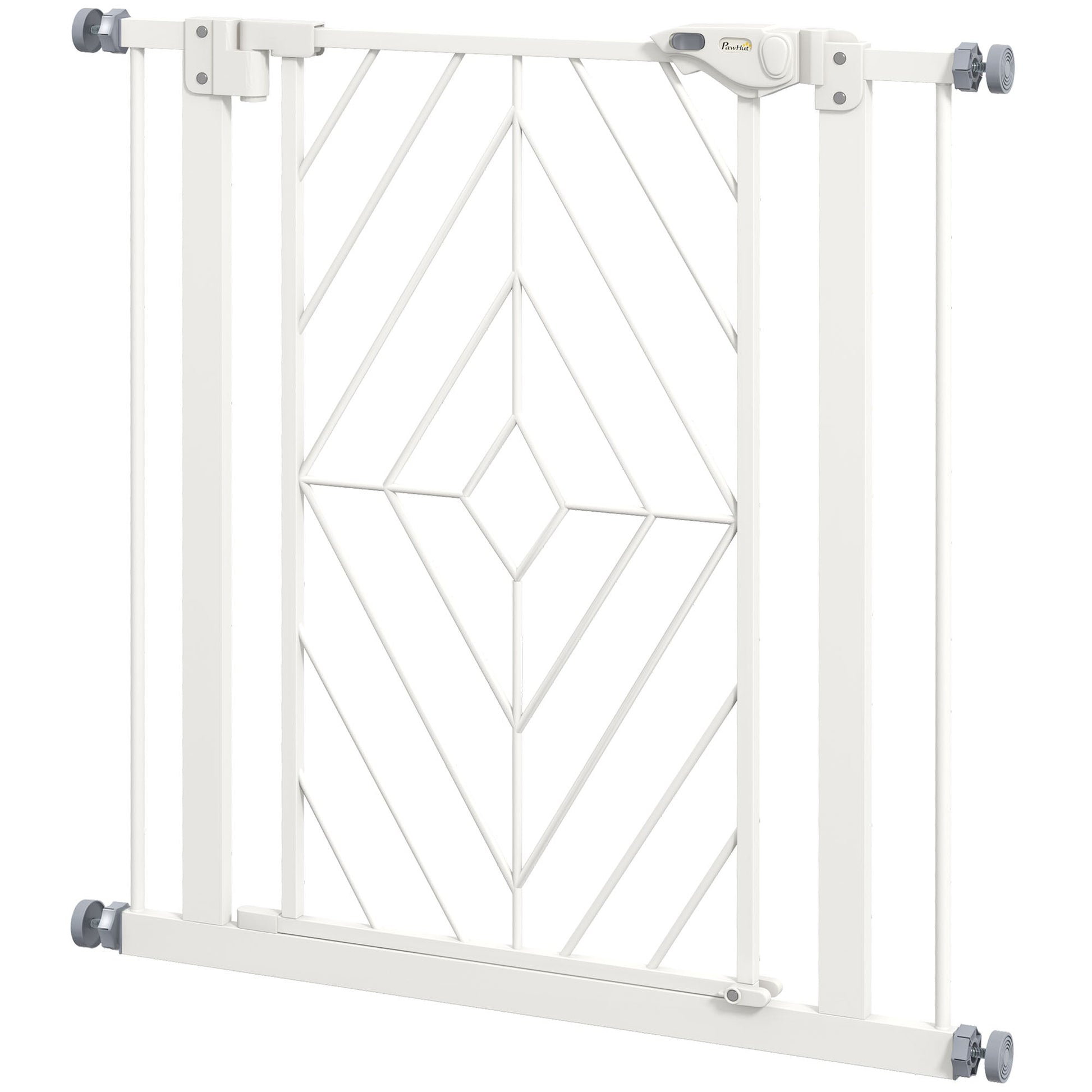 Pressure Fit Safety Gate for Doorways and Staircases, Dog Gate with Auto Closing Door, Pet Barrier for Hallways with Double Locking, Openings 74-80cm - White