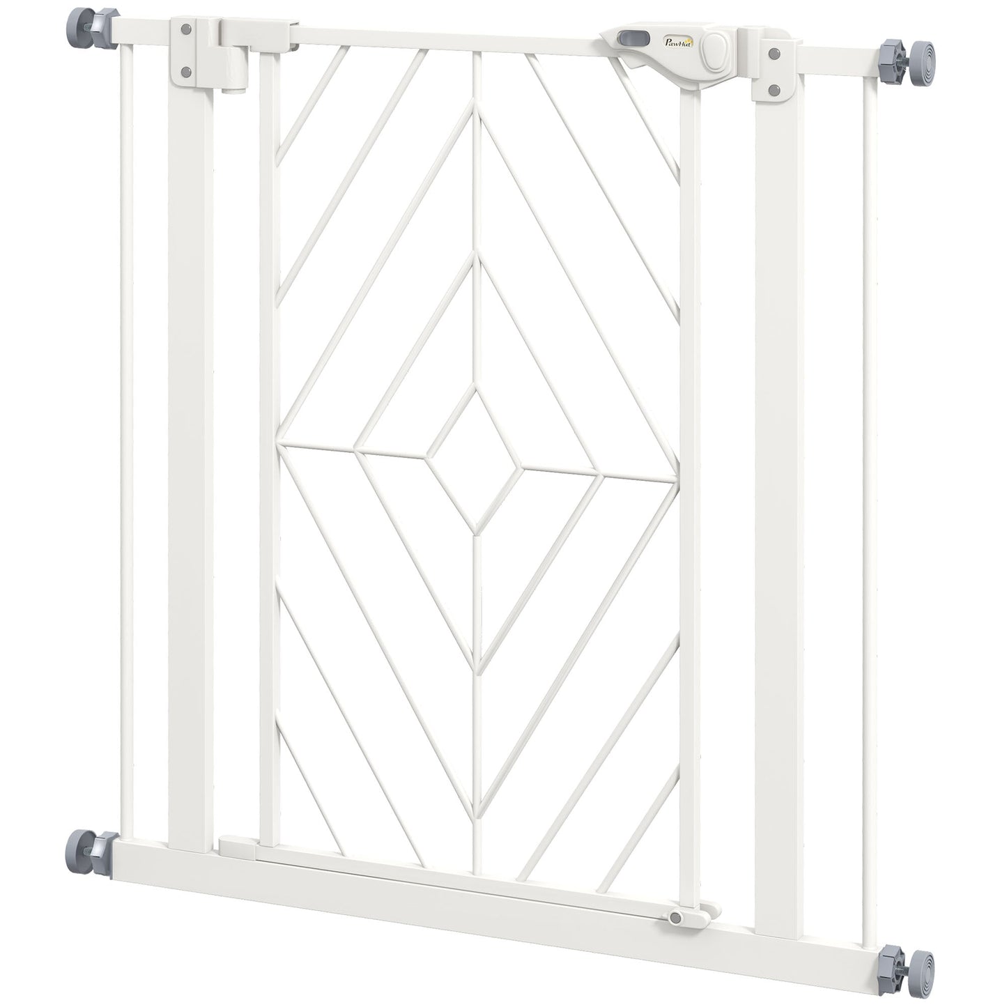 Pressure Fit Safety Gate for Doorways and Staircases, Dog Gate with Auto Closing Door, Pet Barrier for Hallways with Double Locking, Openings 74-80cm - White