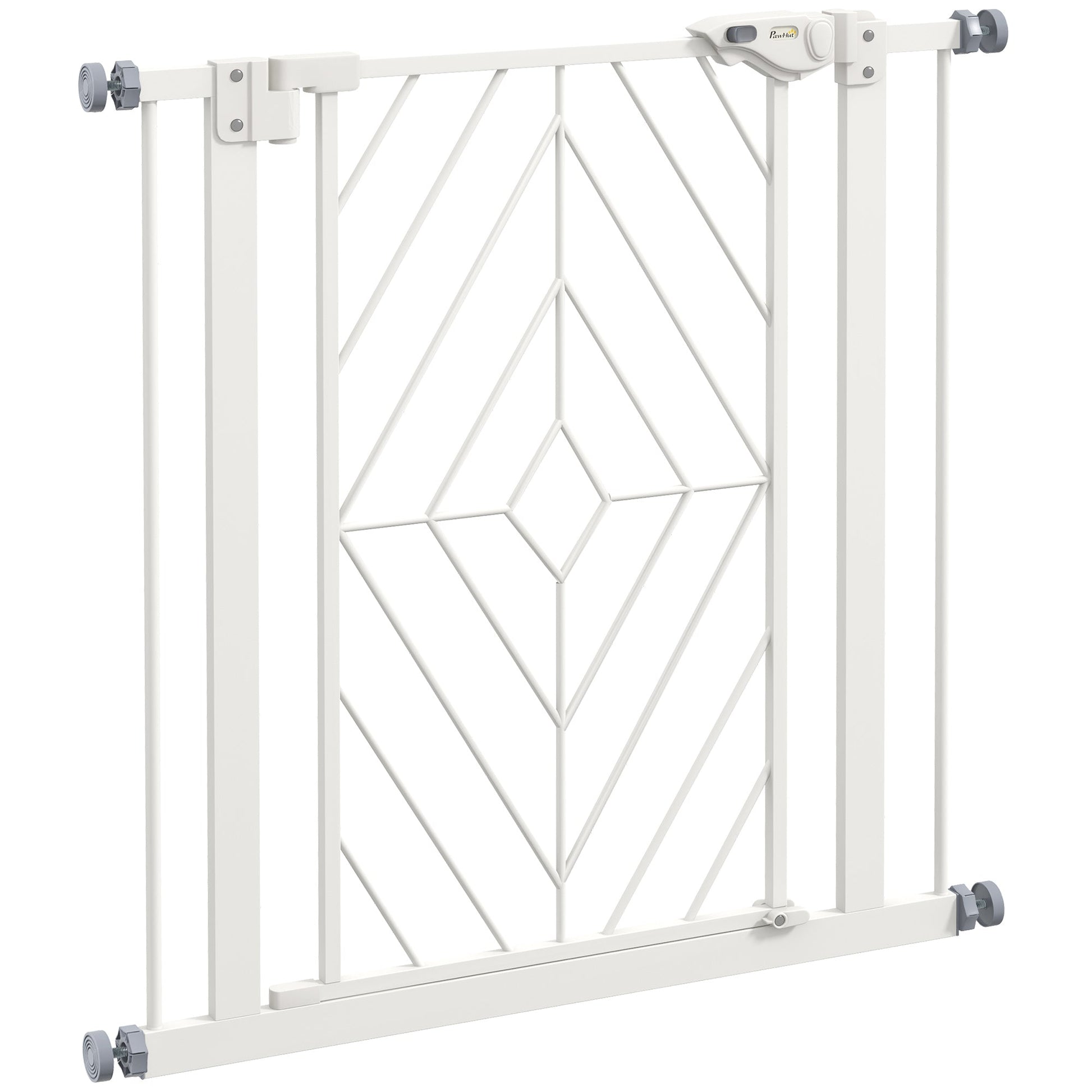 Pressure Fit Safety Gate for Doorways and Staircases, Dog Gate with Auto Closing Door, Pet Barrier for Hallways with Double Locking, Openings 74-80cm - White