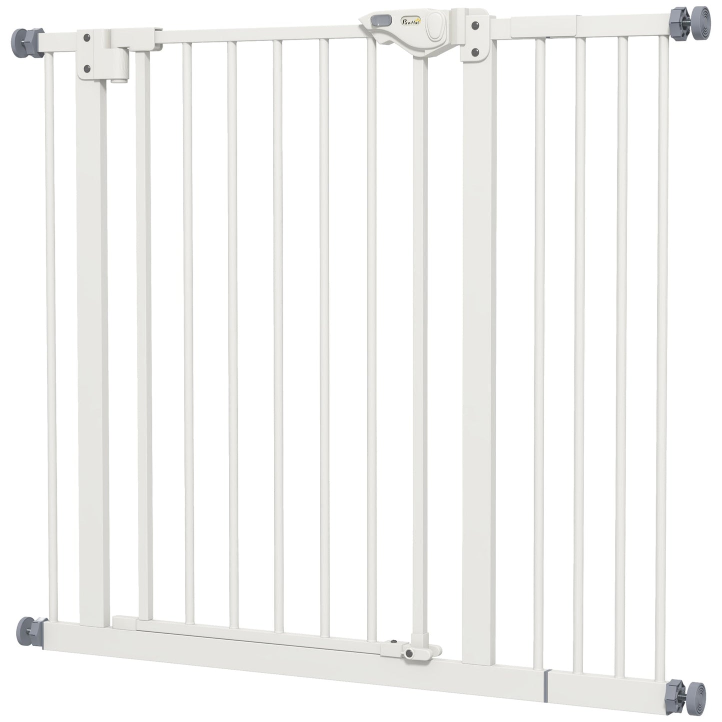 Dog Gate Stair Gate Pressure Fit Pets Barrier Auto Close for Doorway Hallway, 74-94cm Wide Adjustable, White