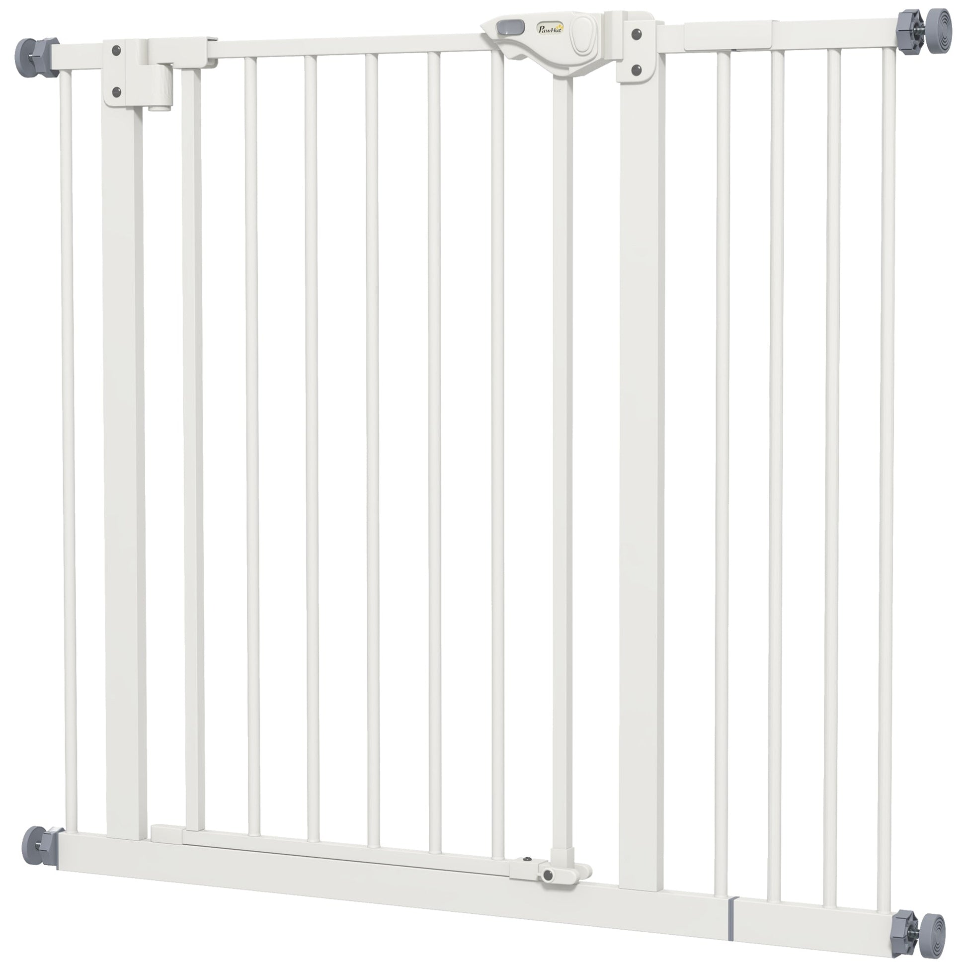 Dog Gate Stair Gate Pressure Fit Pets Barrier Auto Close for Doorway Hallway, 74-94cm Wide Adjustable, White