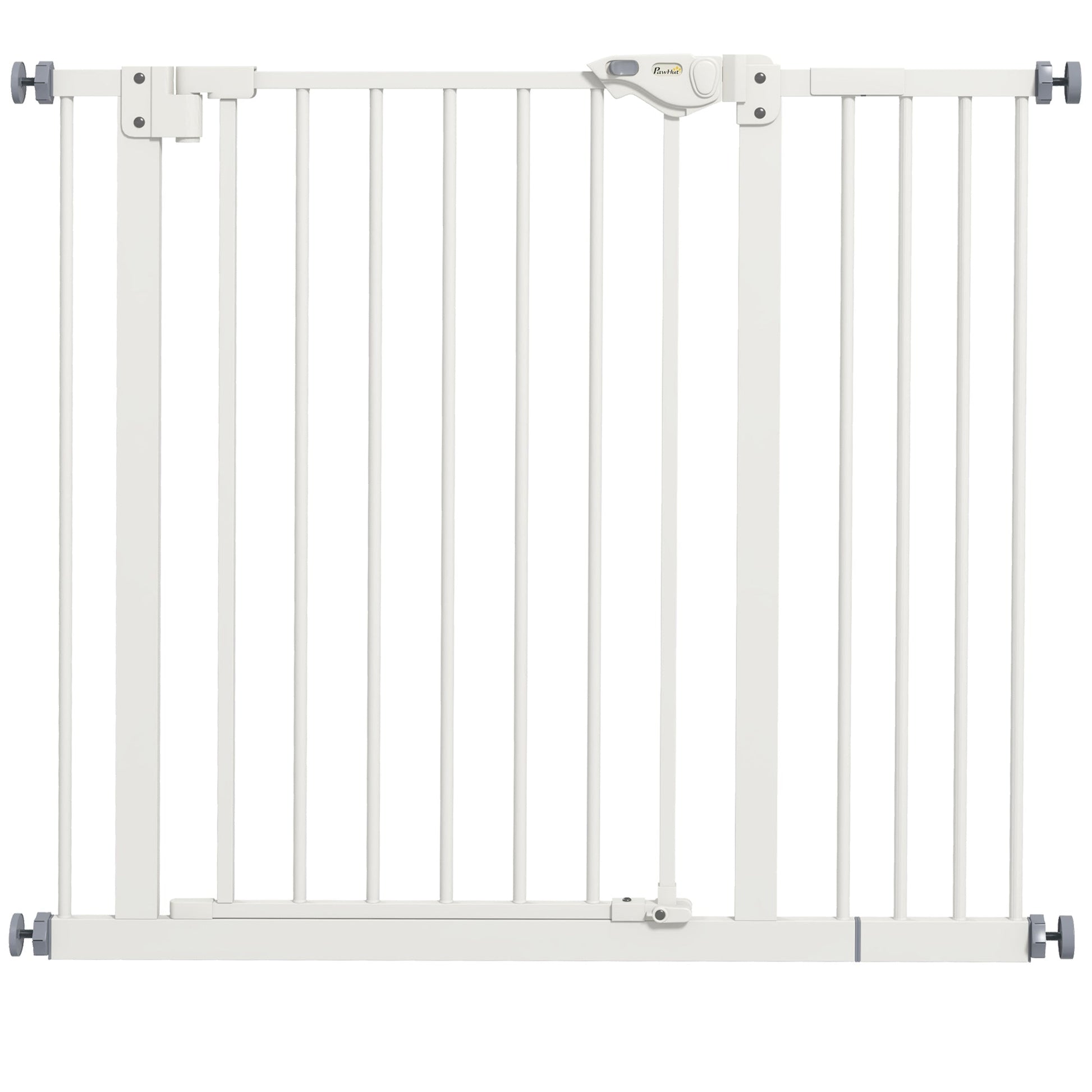 Dog Gate Stair Gate Pressure Fit Pets Barrier Auto Close for Doorway Hallway, 74-94cm Wide Adjustable, White