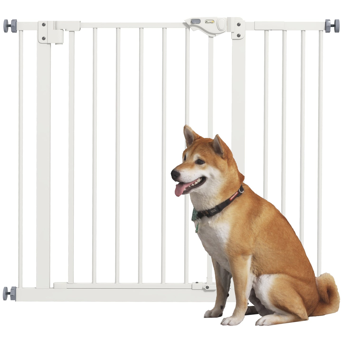 Dog Gate Stair Gate Pressure Fit Pets Barrier Auto Close for Doorway Hallway, 74-94cm Wide Adjustable, White