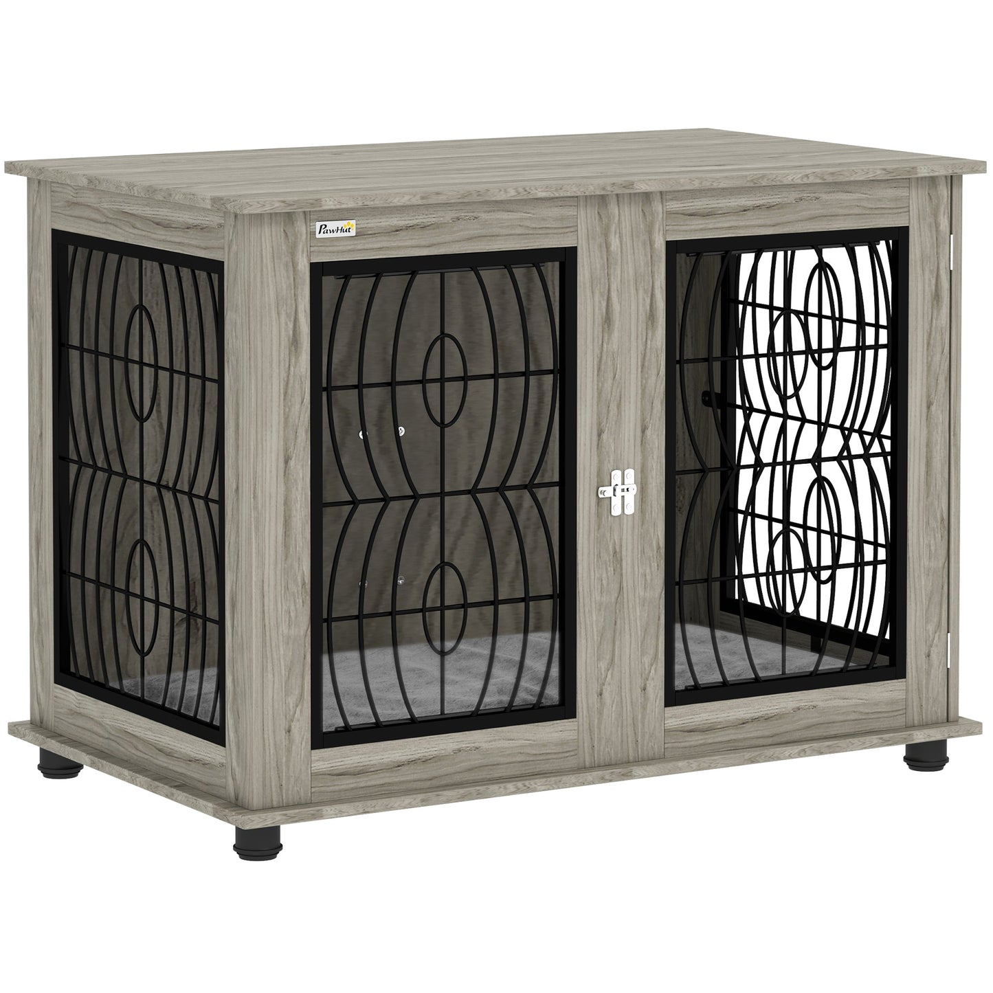 Dog Crate Furniture, Dog Cage with Soft Washable Cushion, Furniture-Style Pet Kennel Indoor House End Side Table for Small Medium Large Breeds, 100 x 60 x 73.5 cm, Grey