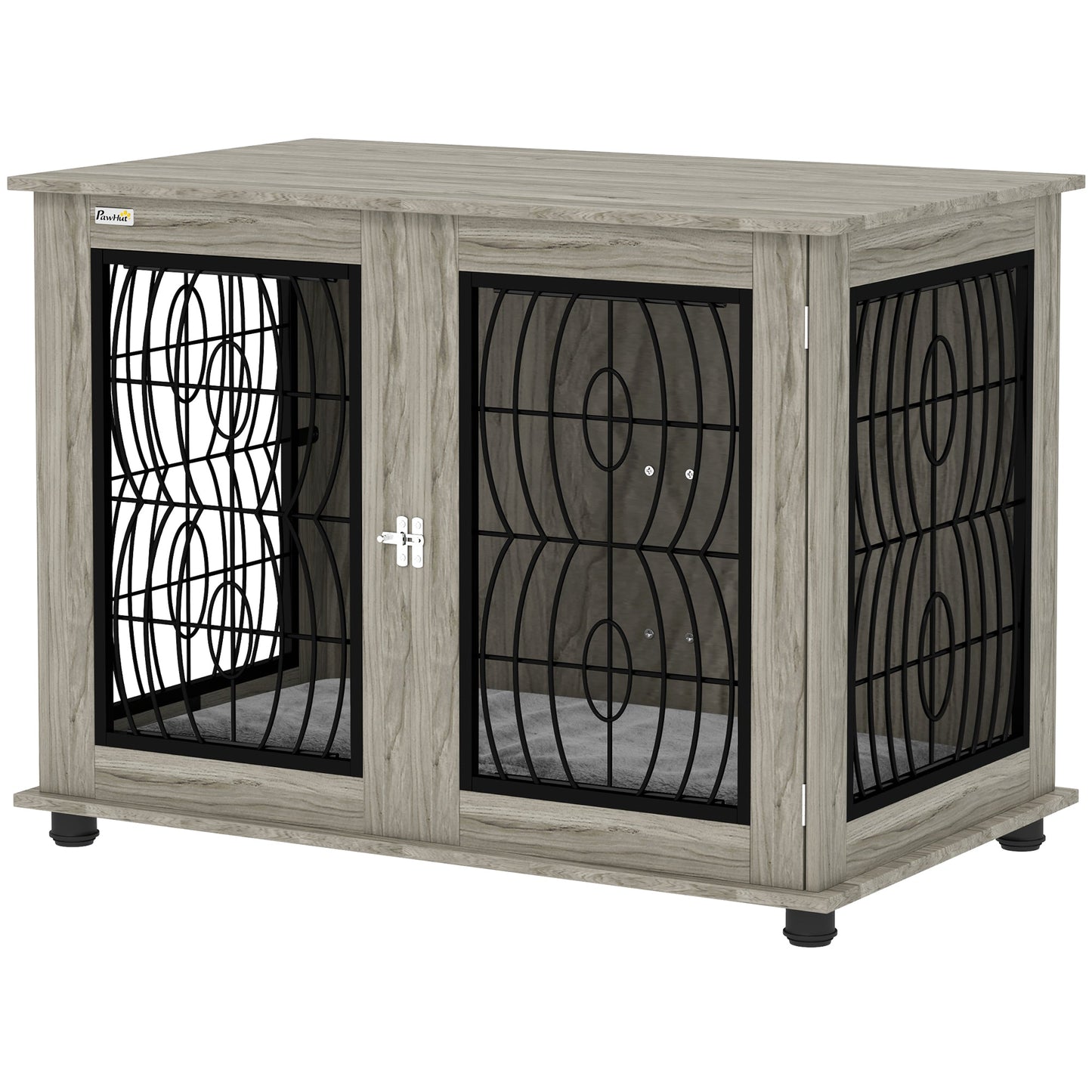 Dog Crate Furniture, Dog Cage with Soft Washable Cushion, Furniture-Style Pet Kennel Indoor House End Side Table for Small Medium Large Breeds, 100 x 60 x 73.5 cm, Grey