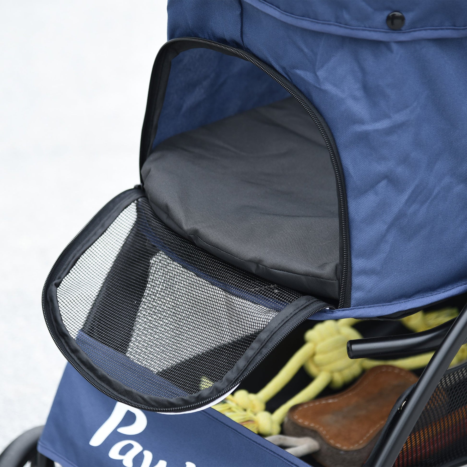 Dog Pram Dog Stroller Pet Pushchair with Universal Wheels, Brake for Small Breeds - Blue