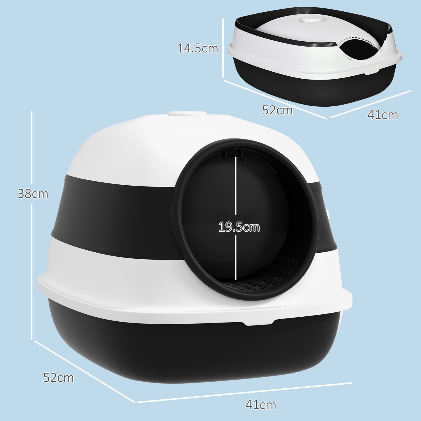 Foldable Cat Litter Box with Lid, Hooded Cat Litter Tray with High Sides, Air Freshener, Large Two-Way Entrance, Scoop, Black