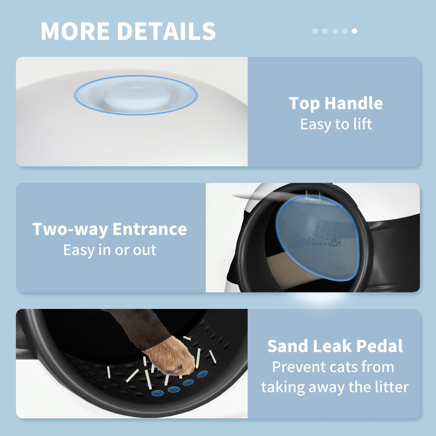 Foldable Cat Litter Box with Lid, Hooded Cat Litter Tray with High Sides, Air Freshener, Large Two-Way Entrance, Scoop, Black