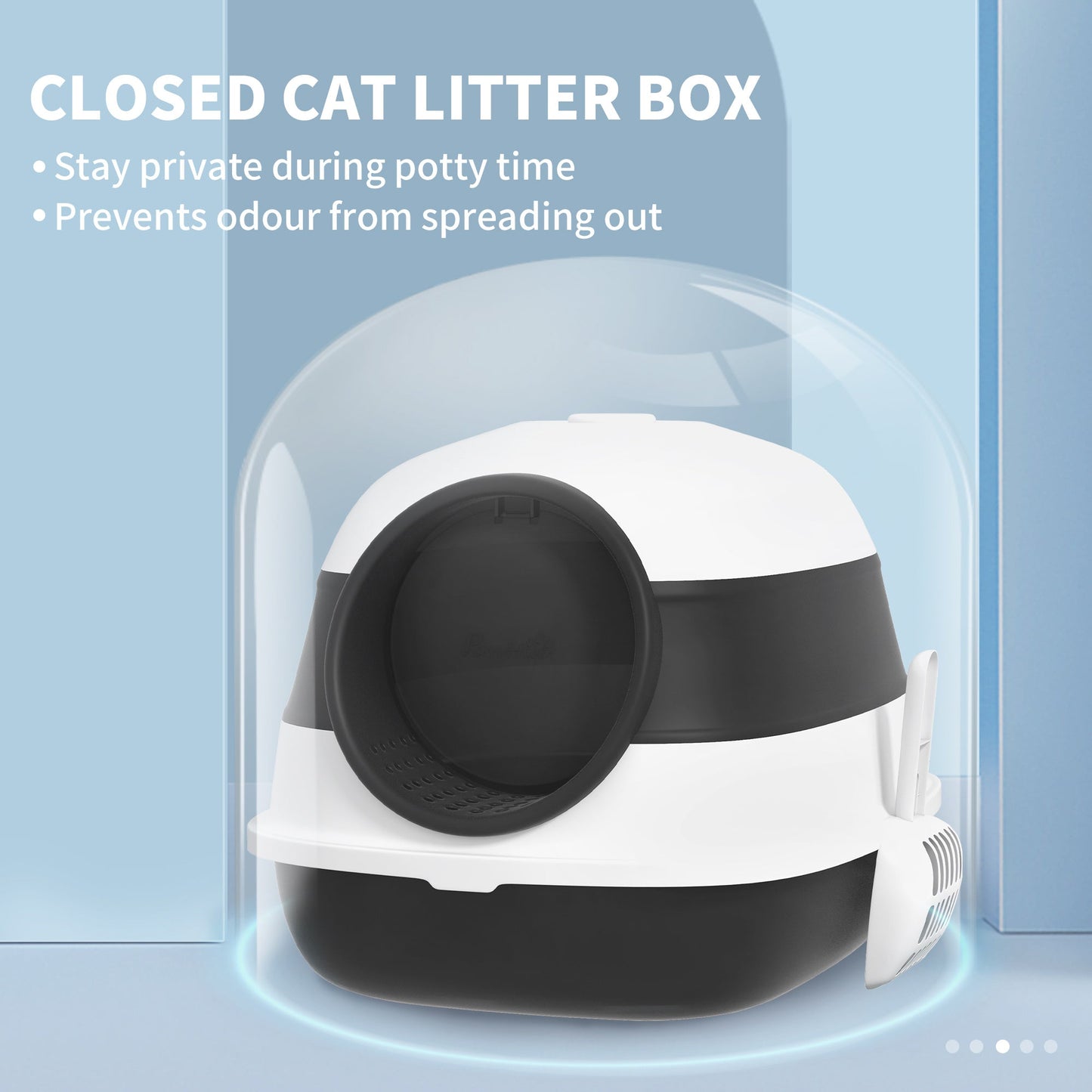Foldable Cat Litter Box with Lid, Hooded Cat Litter Tray with High Sides, Air Freshener, Large Two-Way Entrance, Scoop, Black