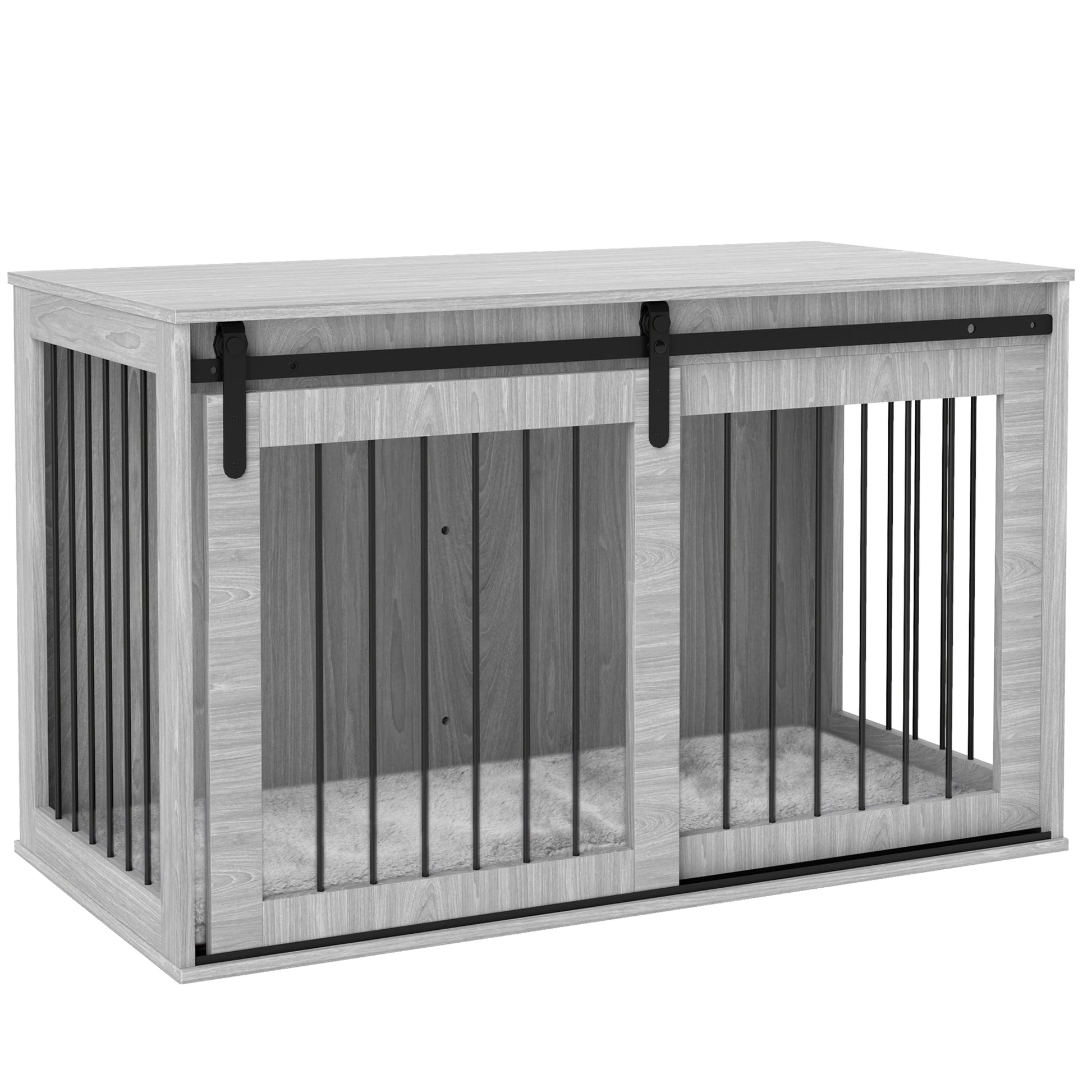 Dog Crate Furniture, Dog House Furniture Style for Extra Large Dogs, Dog Kennel with Removable Cushion for Indoor Use, 118 x 60 x 73 cm, Grey