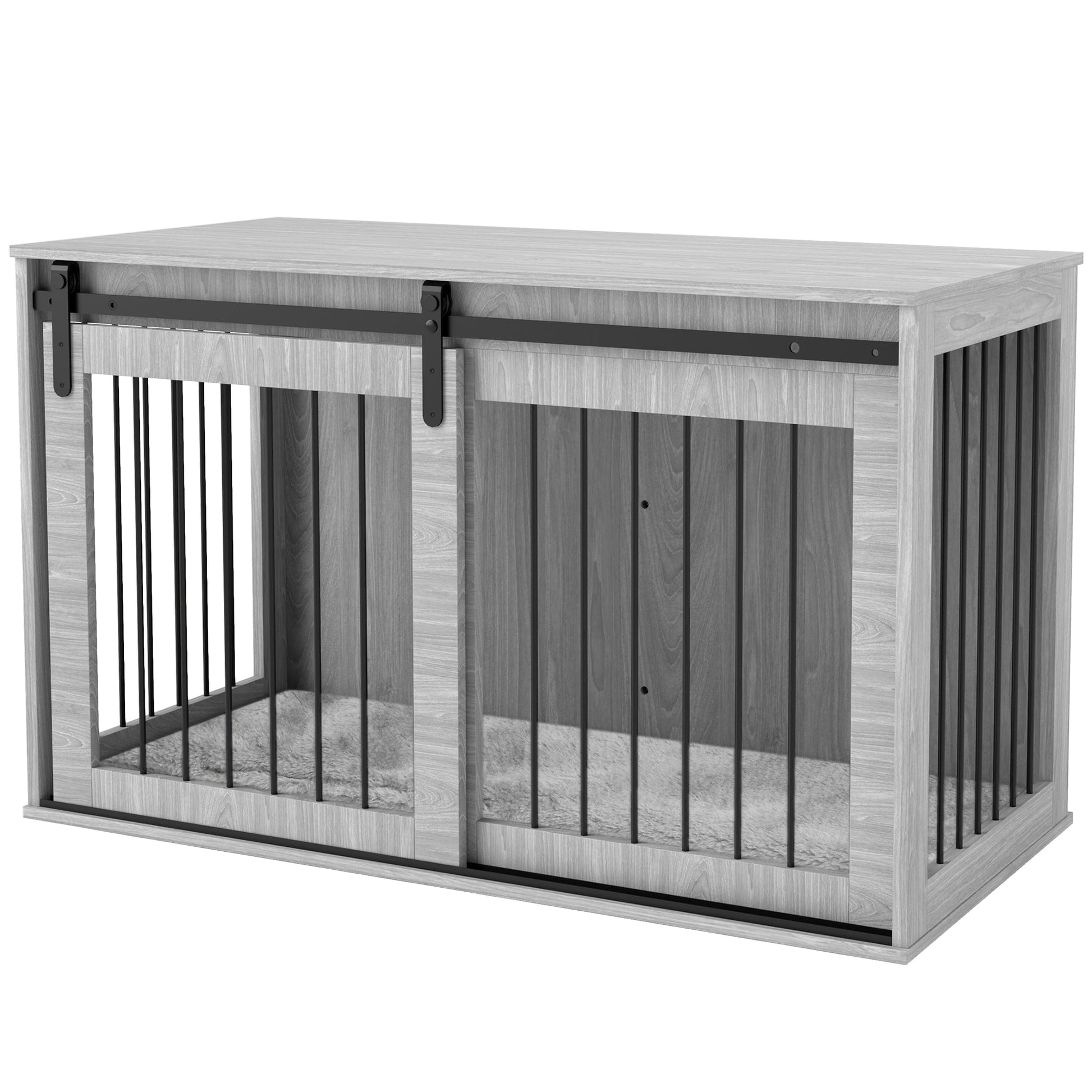 Dog Crate Furniture, Dog House Furniture Style for Extra Large Dogs, Dog Kennel with Removable Cushion for Indoor Use, 118 x 60 x 73 cm, Grey