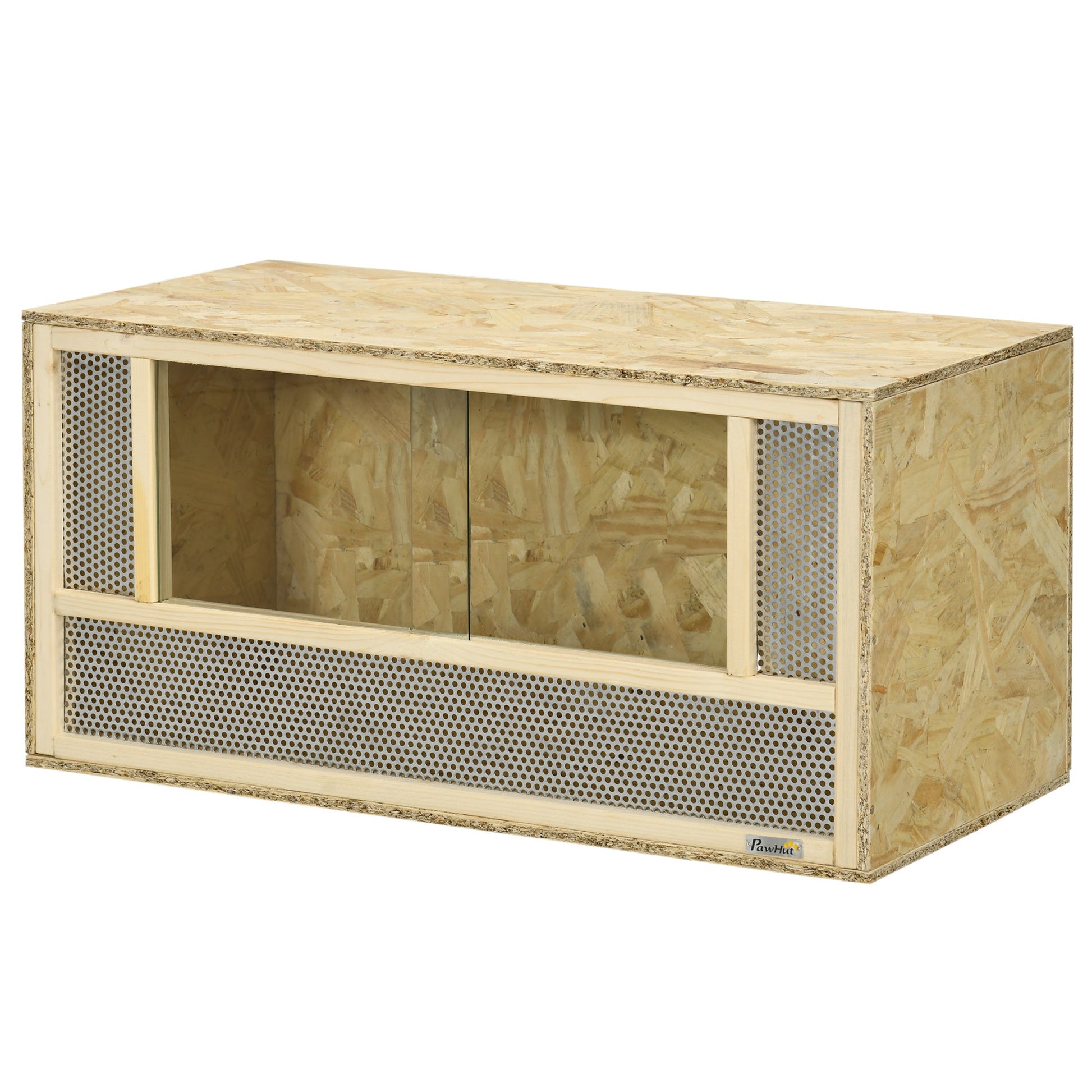 Reptile Terrarium Vivarium Habitat w/ Transparent Sliding Doors, Breathable Mesh, for Lizards, Horned Frogs, Snakes and Chameleons, 80 x 40 x 40 cm