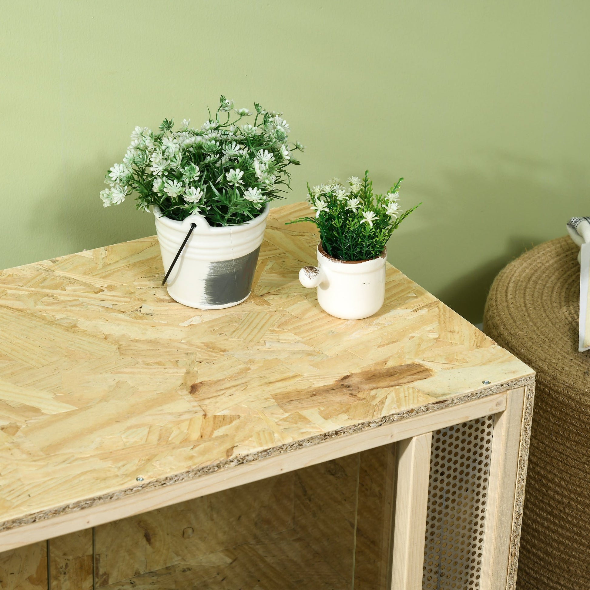 Reptile Terrarium Vivarium Habitat w/ Transparent Sliding Doors, Breathable Mesh, for Lizards, Horned Frogs, Snakes and Chameleons, 80 x 40 x 40 cm