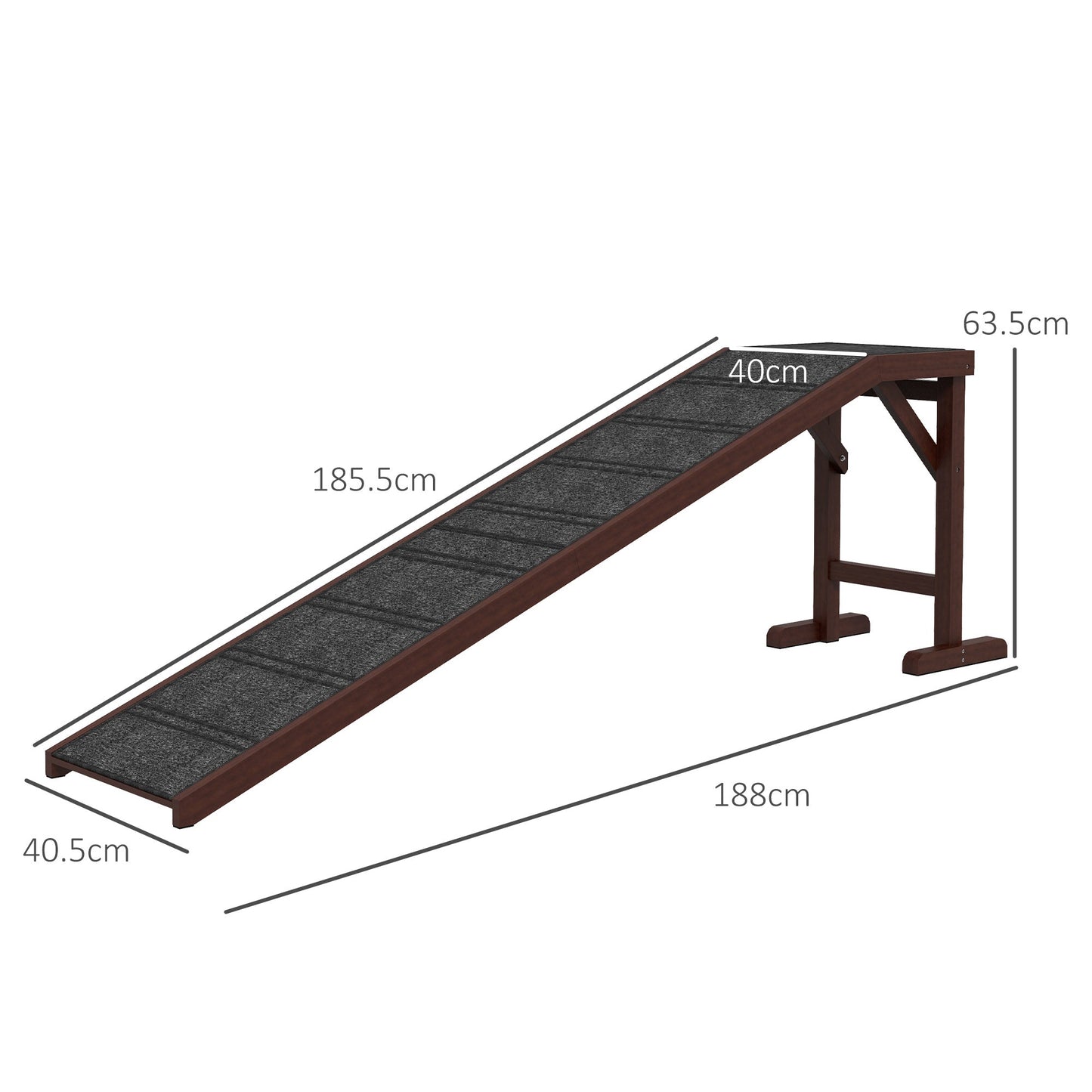 Pet Ramp for Dogs Cats  Non-Slip Carpet Top Platform - Brown & Grey