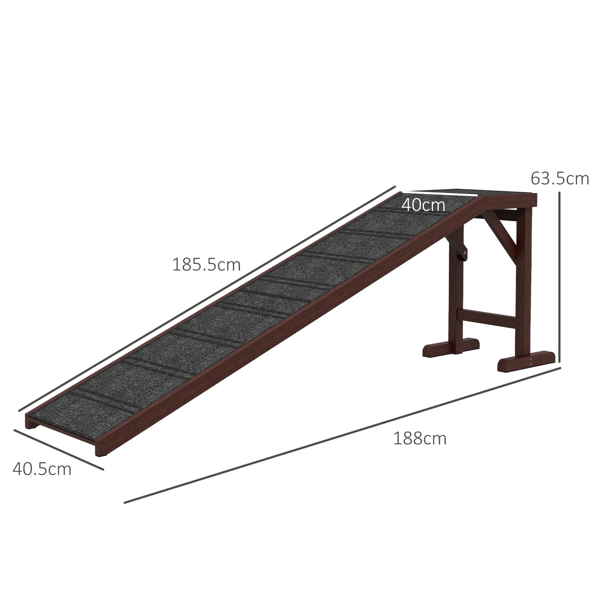 Pet Ramp for Dogs Cats  Non-Slip Carpet Top Platform - Brown & Grey