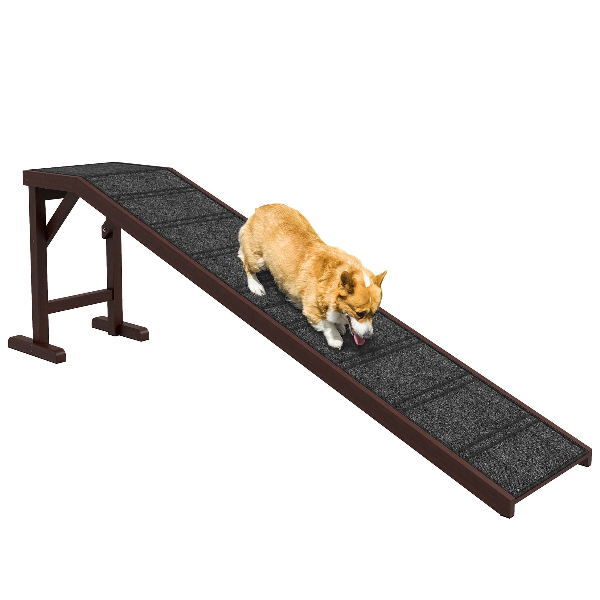 Pet Ramp for Dogs Cats  Non-Slip Carpet Top Platform - Brown & Grey