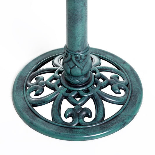 50cm Bird Bath for Garden, Outdoor Birdbath Stand, Decorative Bird Drinking Stand with Scallop-like Pattern, Time-Worn Finish, Green