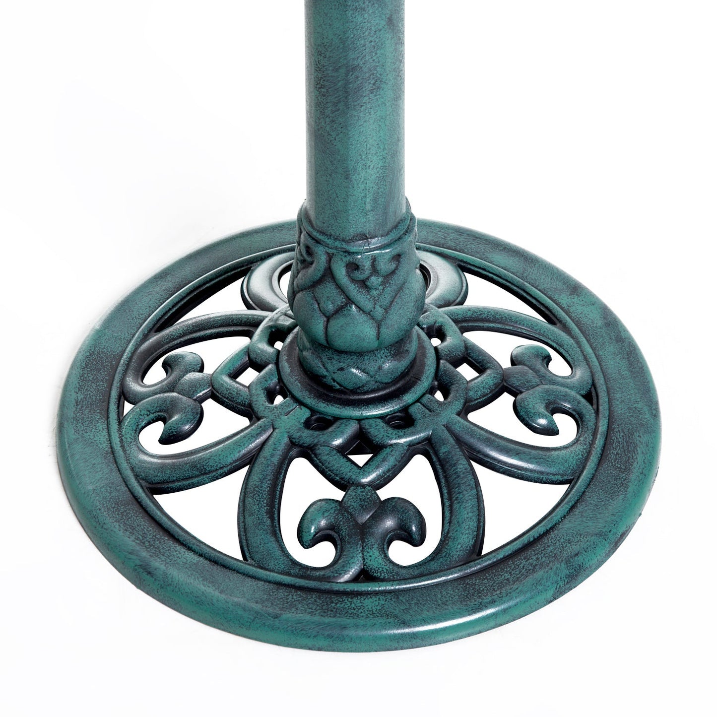 50cm Bird Bath for Garden, Outdoor Birdbath Stand, Decorative Bird Drinking Stand with Scallop-like Pattern, Time-Worn Finish, Green