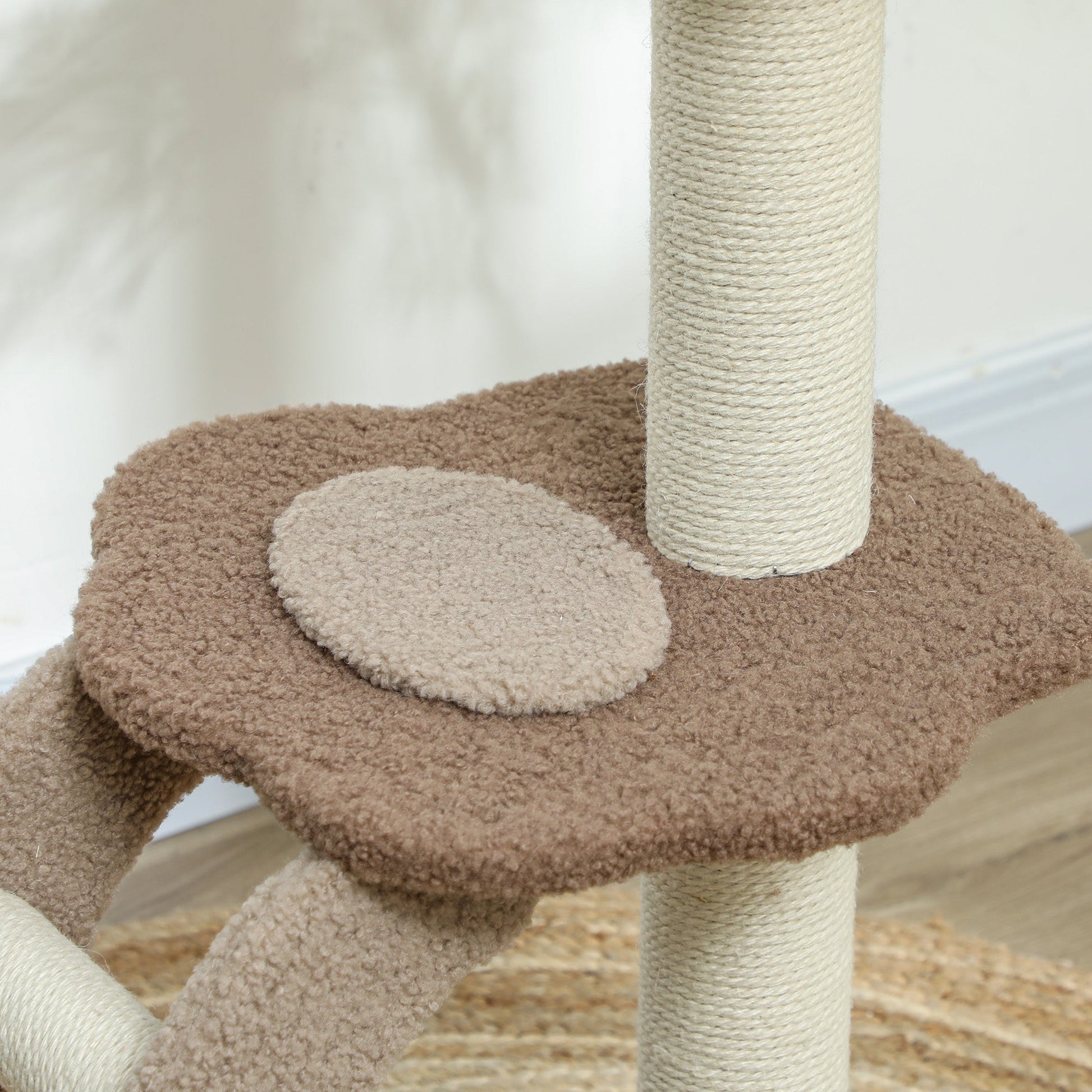 Cat Tree for Indoor Cats, 88cm Cat Tower with Sisal Scratching Post, Hanging Ball, Large Cat Perch, Stairs, Cat Activity Centre for Kitten, Brown