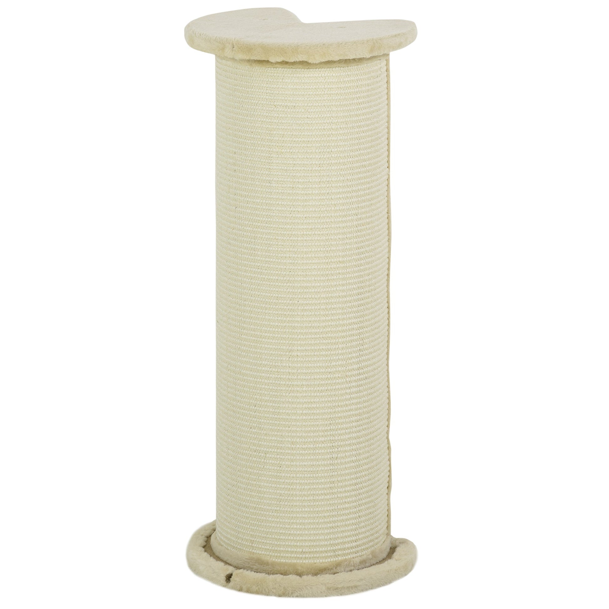 85cm Tall Cat Scratching Post w/ Sisal Rope, Covered in Soft Plush, Anti-Tip for Indoor Corners, Cabinet Corners, Sofa Corners - Beige