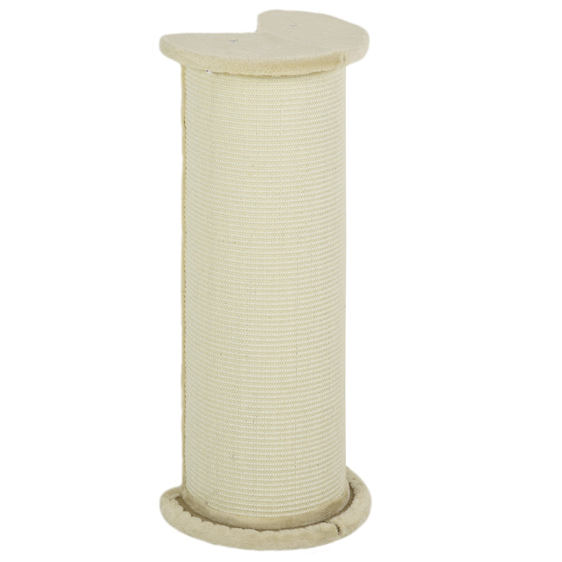 85cm Tall Cat Scratching Post w/ Sisal Rope, Covered in Soft Plush, Anti-Tip for Indoor Corners, Cabinet Corners, Sofa Corners - Beige