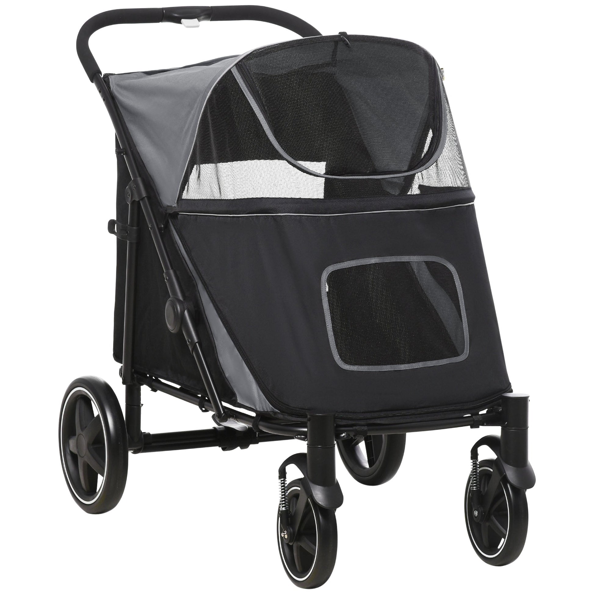 Dog Stroller Pet Pram Dog Pushchair Buggy with Adjustable Canopy for Medium and Large Breeds, Black