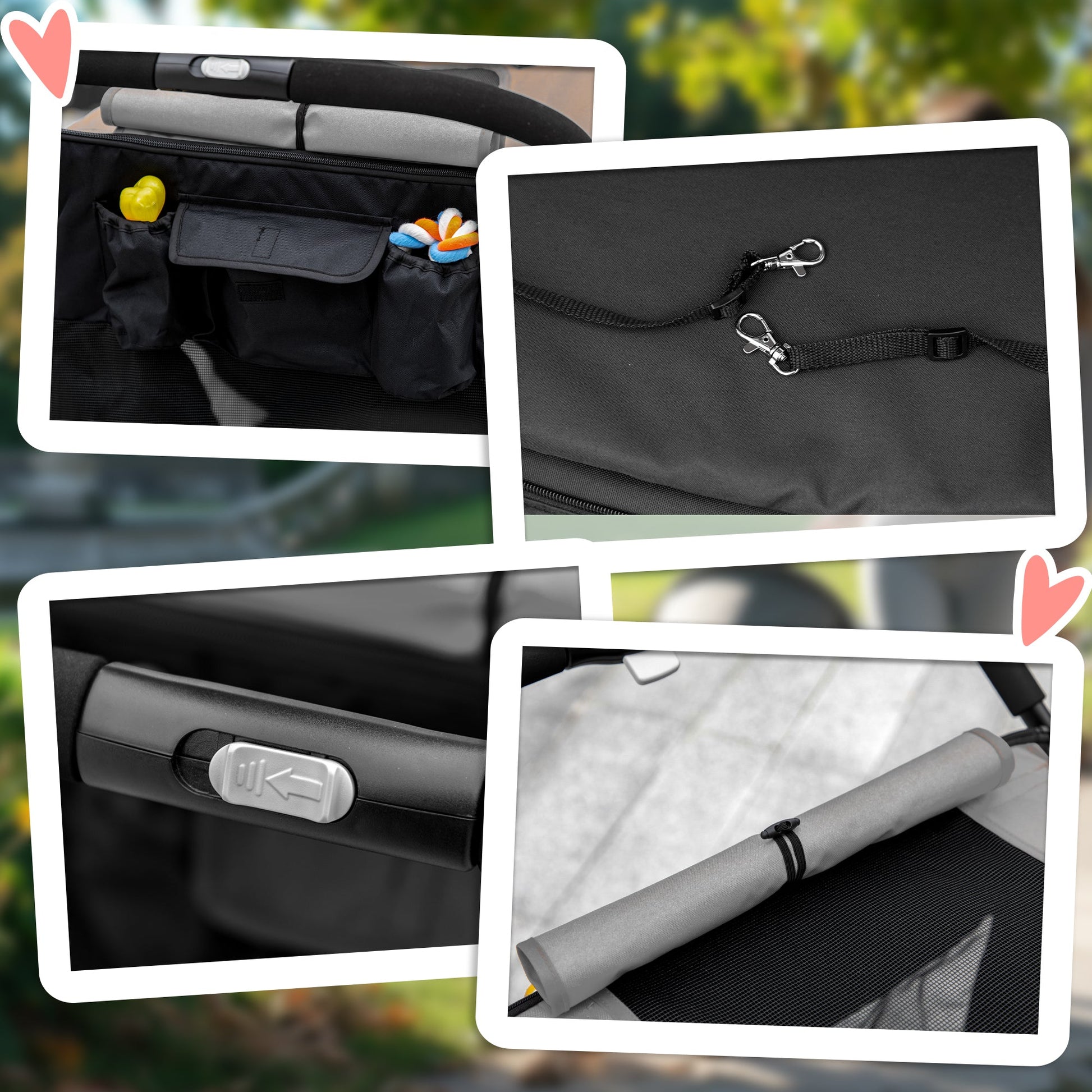 Dog Stroller Pet Pram Dog Pushchair Buggy with Adjustable Canopy for Medium and Large Breeds, Black