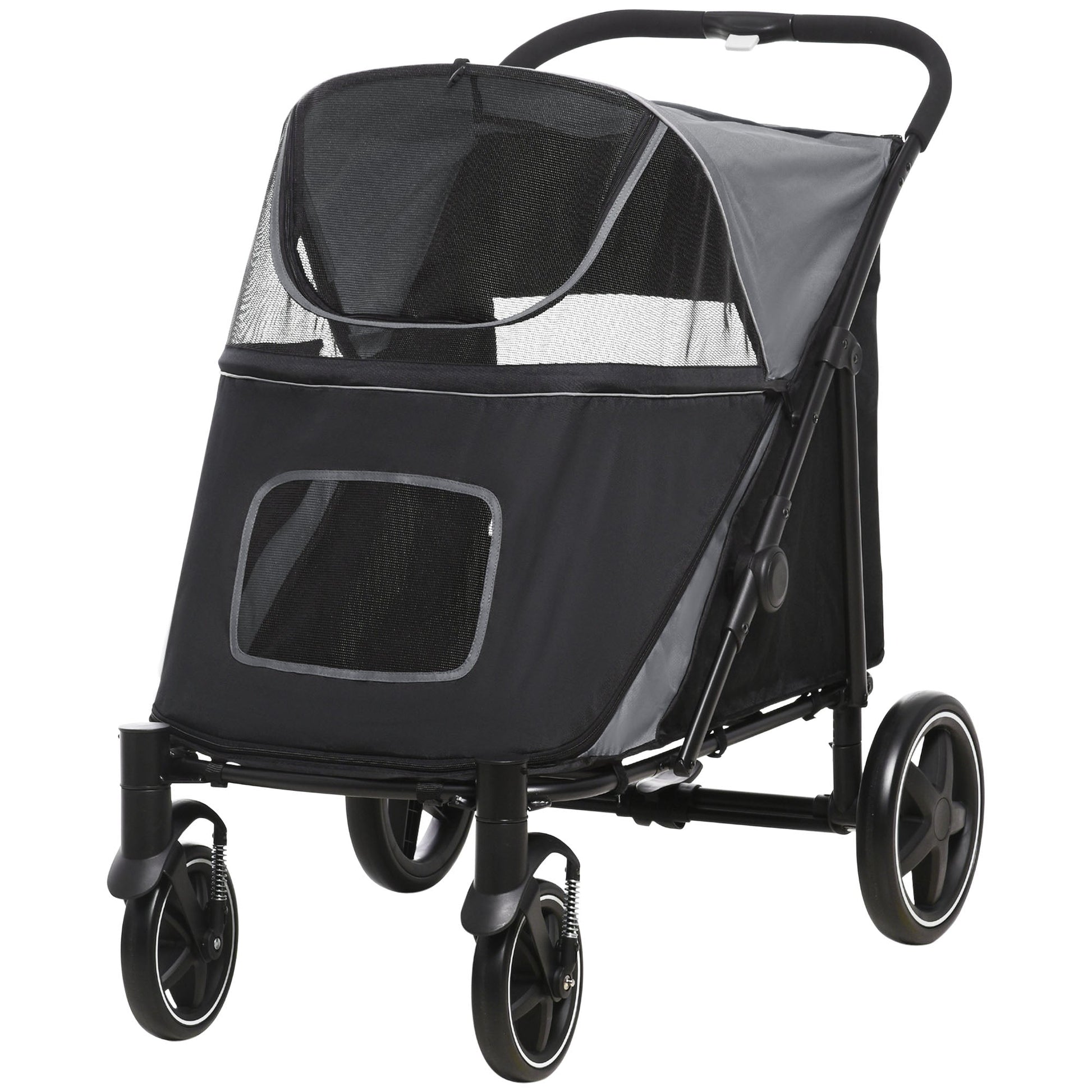 Dog Stroller Pet Pram Dog Pushchair Buggy with Adjustable Canopy for Medium and Large Breeds, Black