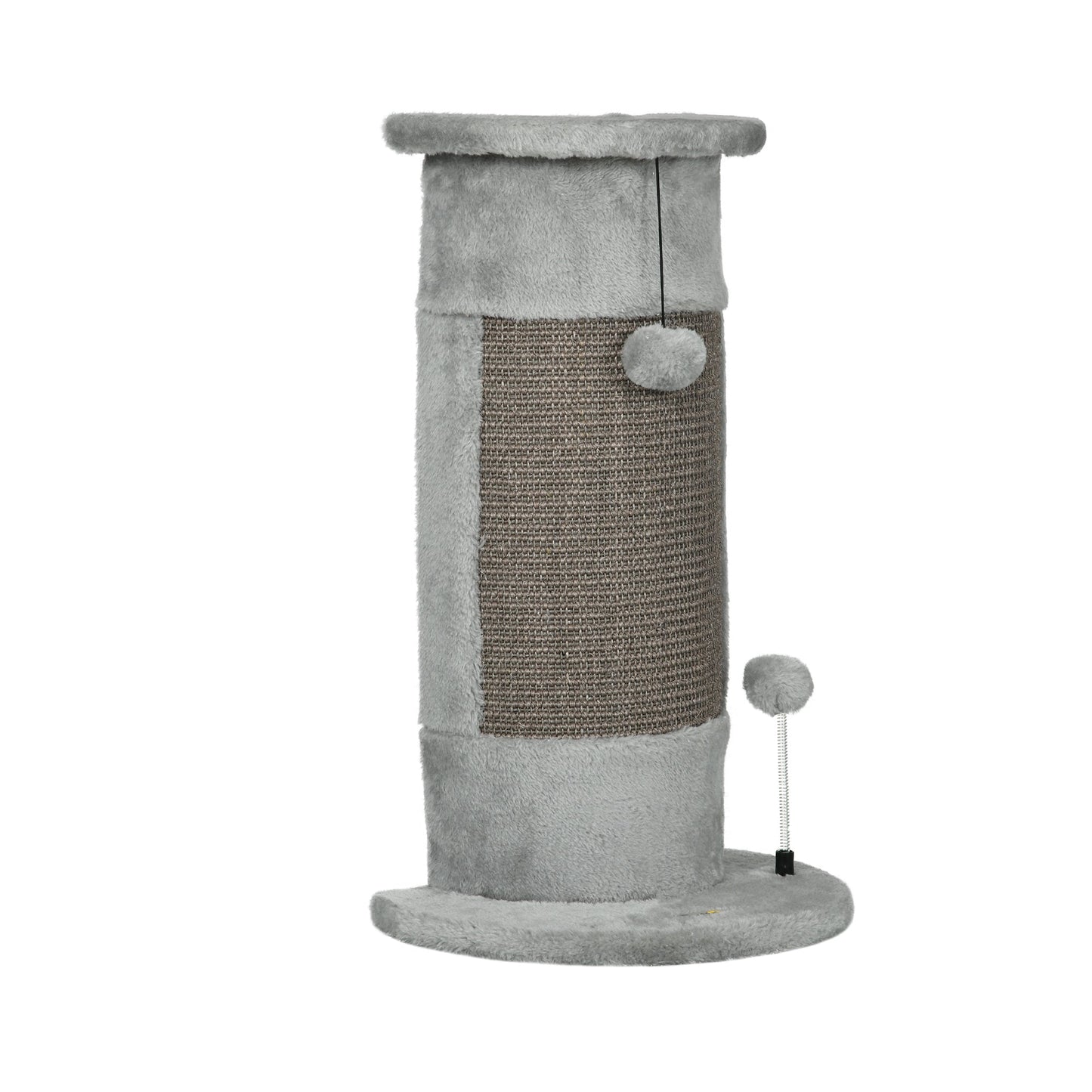 58cm Cat Scratching Post for Corner Wall, Claw Scratcher, with Smooth Plush, Sisal Rope, Toy Balls, Stable Base - Grey