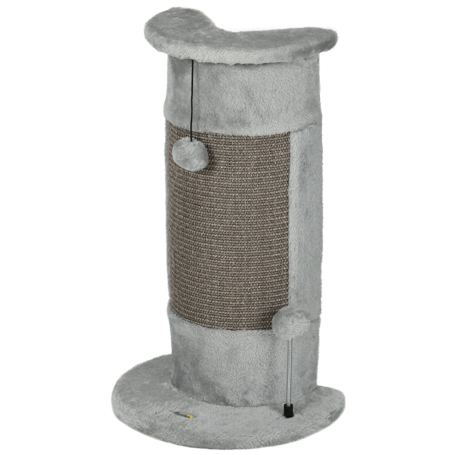 58cm Cat Scratching Post for Corner Wall, Claw Scratcher, with Smooth Plush, Sisal Rope, Toy Balls, Stable Base - Grey