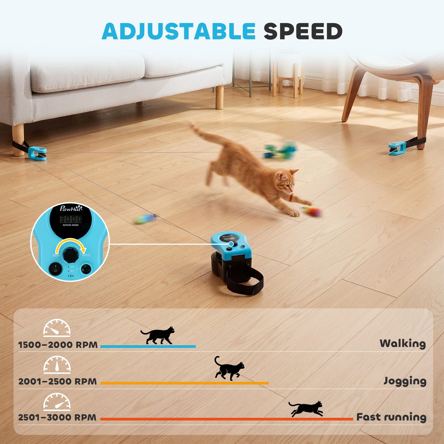 Interactive Cat Toy for Indoor Kittens & Adult, Automatic & Remote Control Electric Cat Toy with Adjustable Speed, DIY Track & Mouse Sound, Rechargeable Boredom Buster