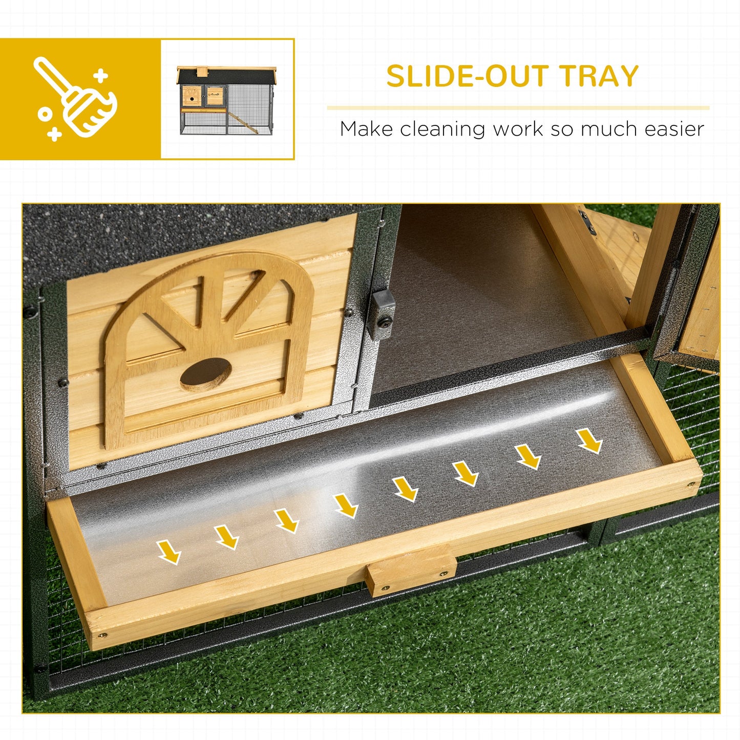 2 Tiers Rabbit Hutch and Run, Guinea Pig Hutch Outdoor with Sliding Tray, Ramp, for 1-2 Rabbits