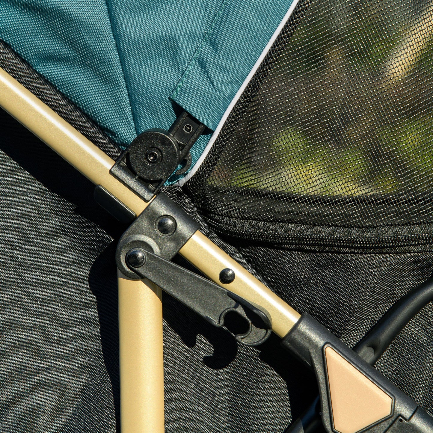 Dog Stroller with Rain Cover, Foldable Dog Pram, 4 Wheels Pet Pushchair with Safety Leashes, for Small, Miniature Dogs, Cats - Dark Green