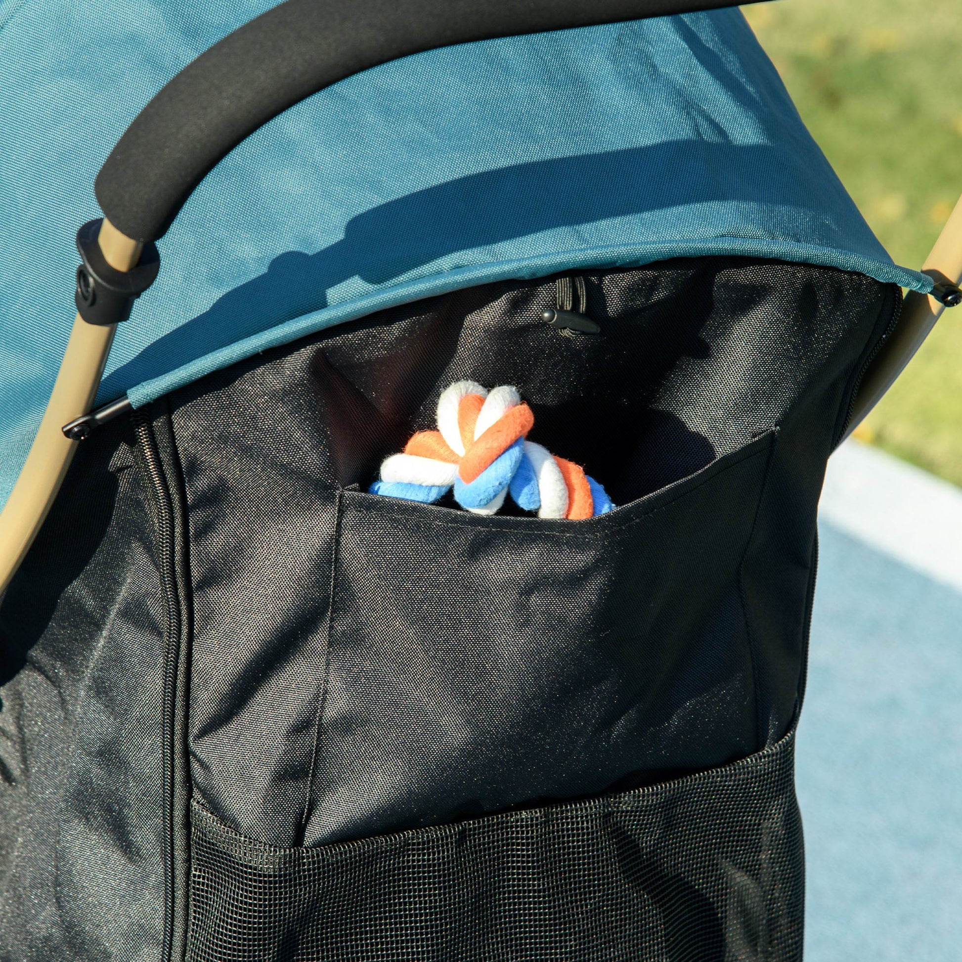 Dog Stroller with Rain Cover, Foldable Dog Pram, 4 Wheels Pet Pushchair with Safety Leashes, for Small, Miniature Dogs, Cats - Dark Green