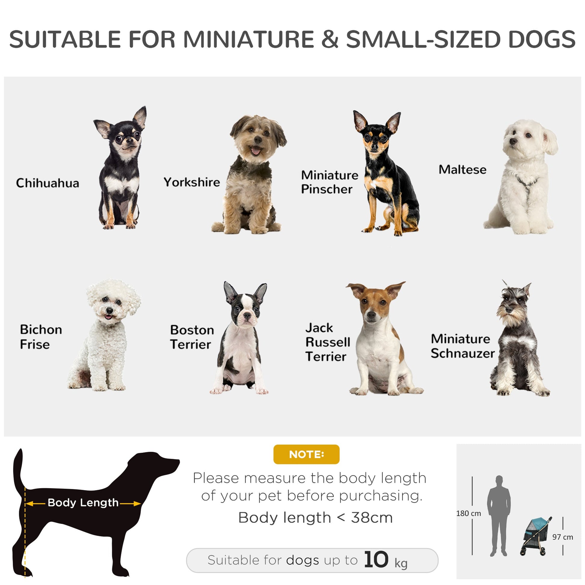 Dog Stroller with Rain Cover, Foldable Dog Pram, 4 Wheels Pet Pushchair with Safety Leashes, for Small, Miniature Dogs, Cats - Dark Green