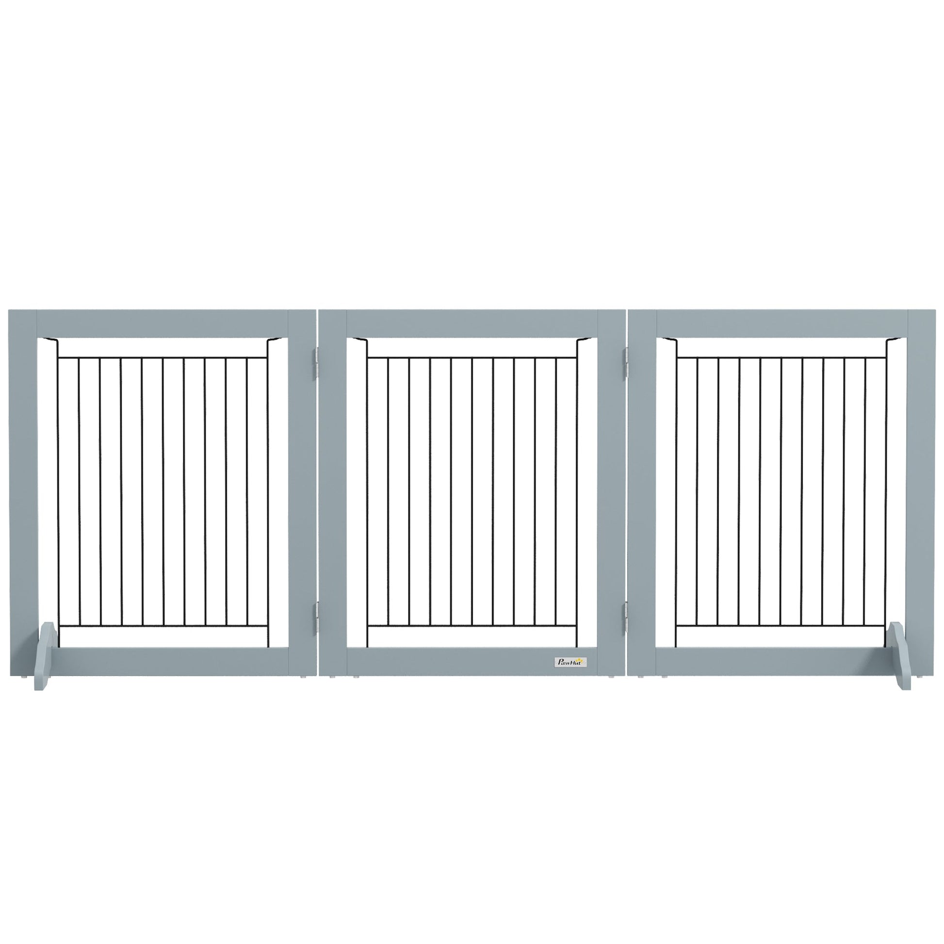 Freestanding Dog Cate, Foldable Wooden Pet Gate with  - 61cm Tall, for Stairways, Doorways, Hallways, Small Dogs - Grey