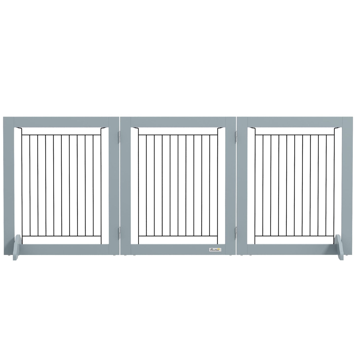 Freestanding Dog Cate, Foldable Wooden Pet Gate with  - 61cm Tall, for Stairways, Doorways, Hallways, Small Dogs - Grey